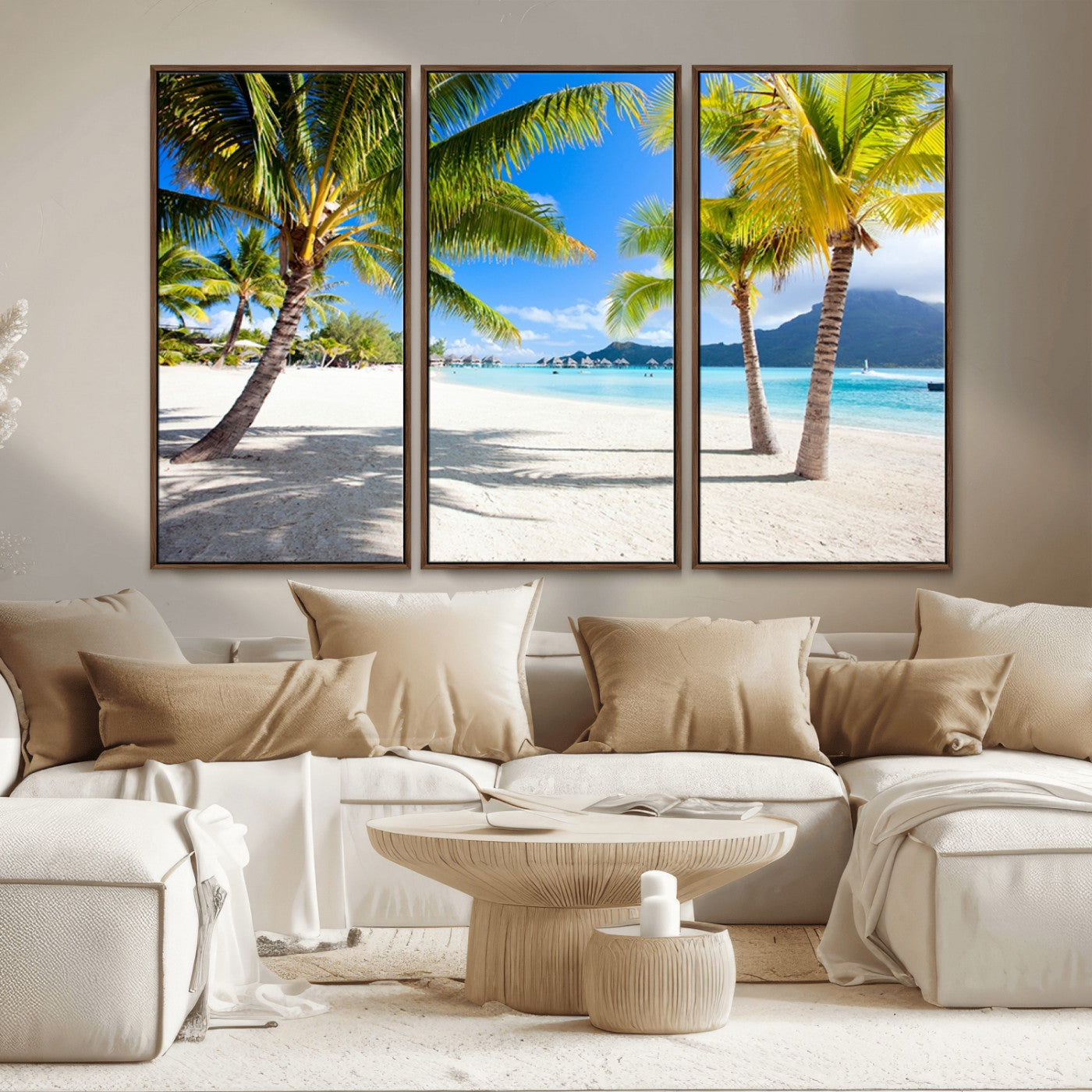 MGV-FC-48X32-3P - Blue Beach and Sea Wall Art Canvas Print