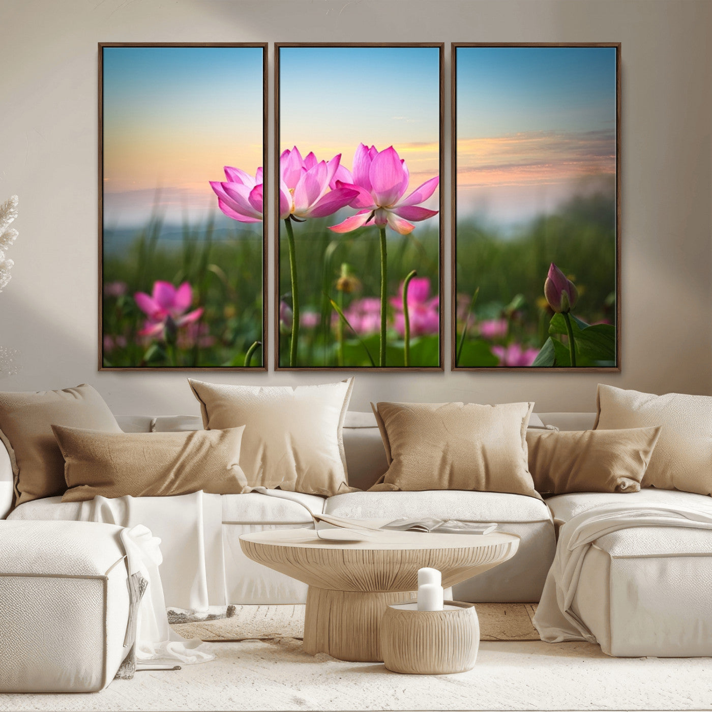 MGV-FC-48X32-3P - Pink Flower on the Mountain Canvas Print, Framed Pink Flower Canvas Wall Art