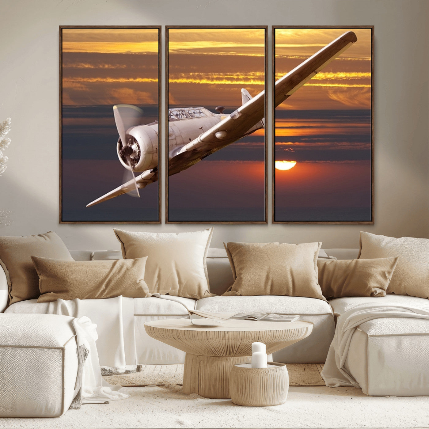 MGV-FC-48X32-3P - Old War Plane Wall Art Canvas Print