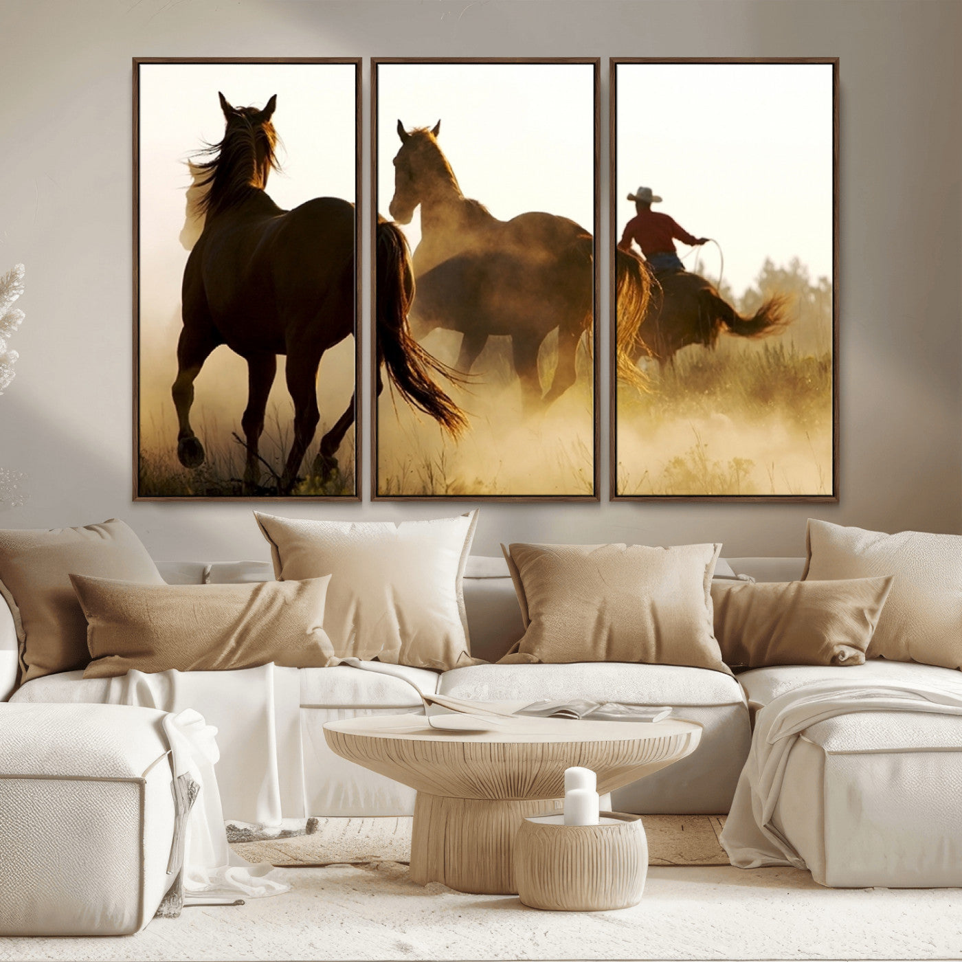 MGV-FC-48X32-3P - Horses and Cowboys Wall Art Canvas Print