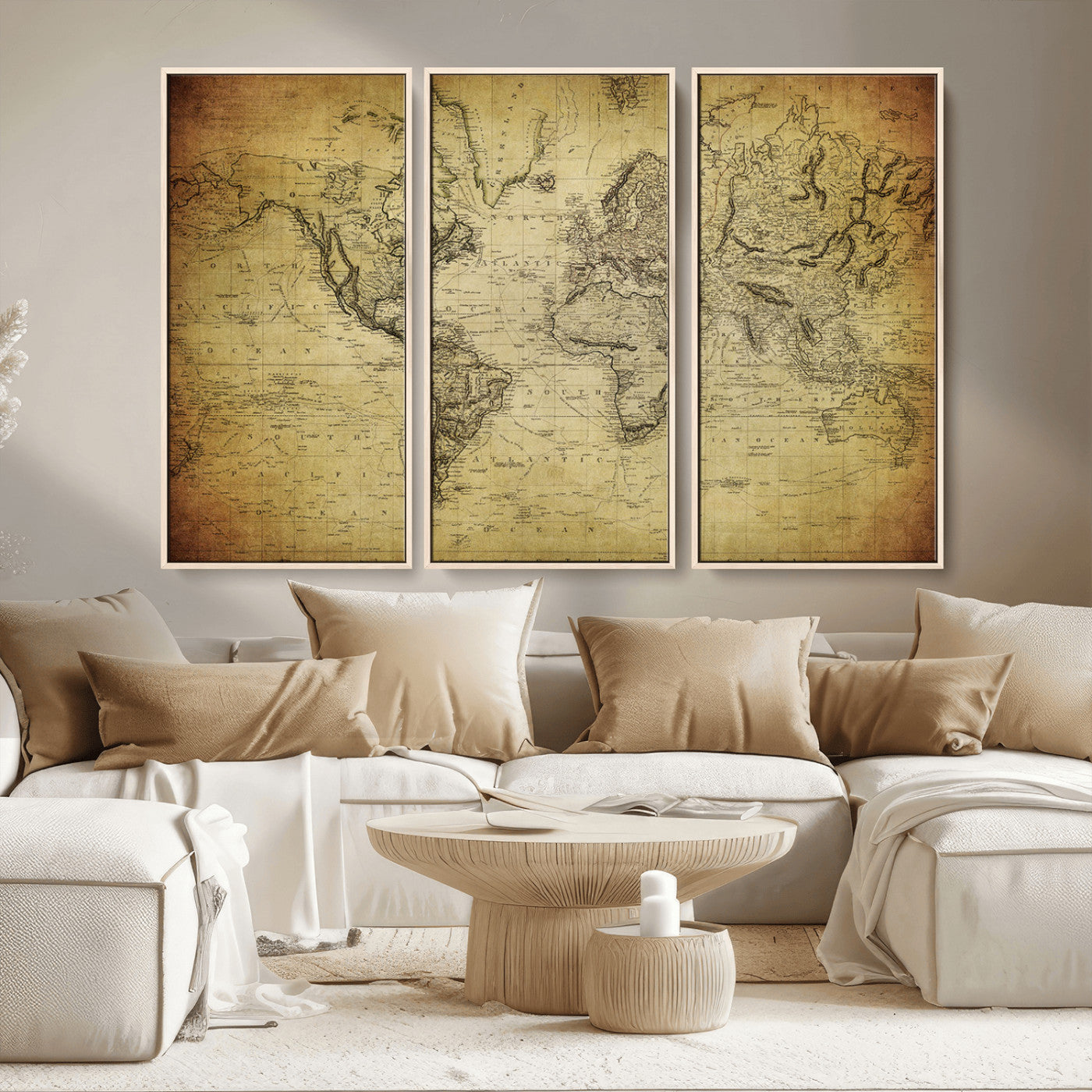 MGV-FC-48X32-3P - Push Pin World Map Canvas Print – Framed Wall Art for Couples to Track Their Travels – Anniversary