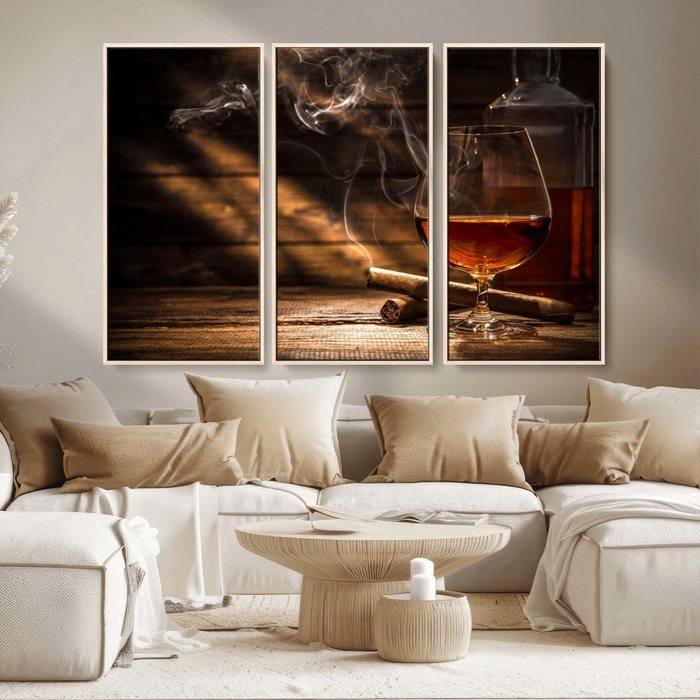MGV-FC-48X32-3P - Whiskey and Cigar Wall Art Canvas Print
