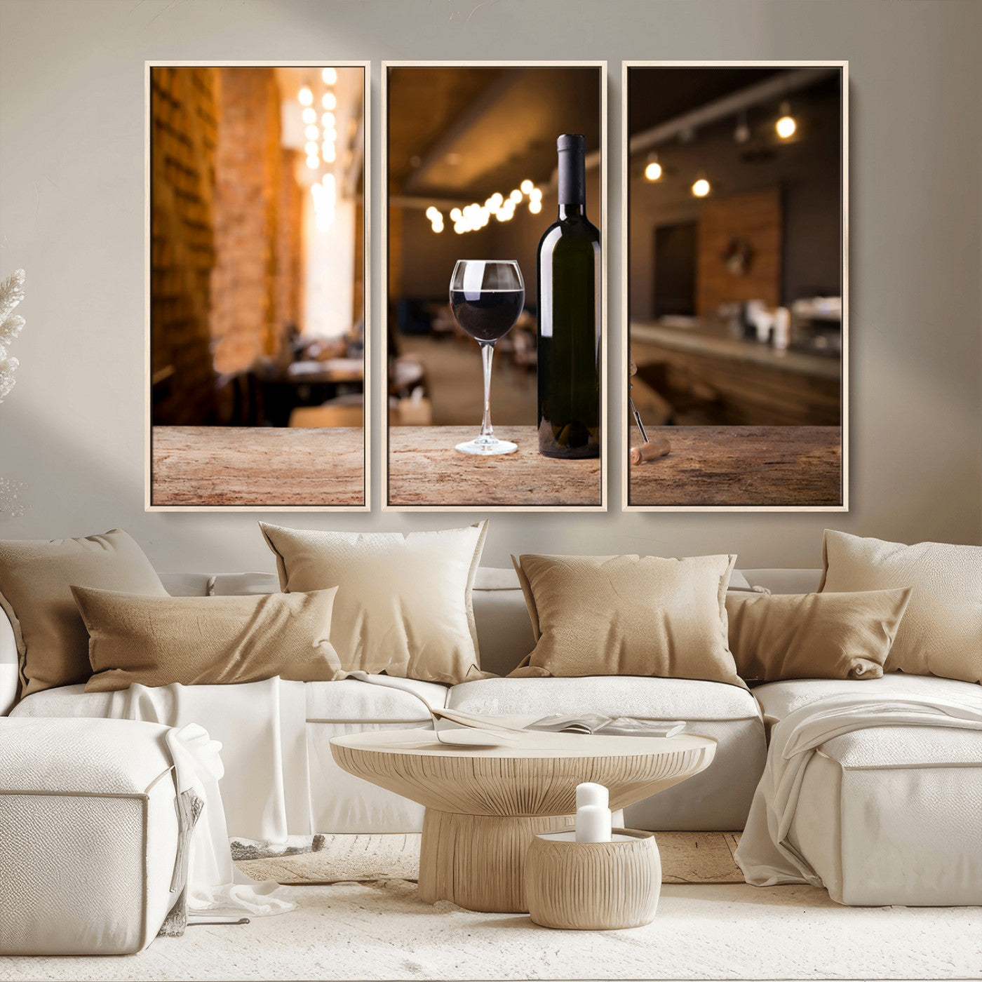 MGV-FC-48X32-3P - Wine and Bottle Wall Art Canvas Print