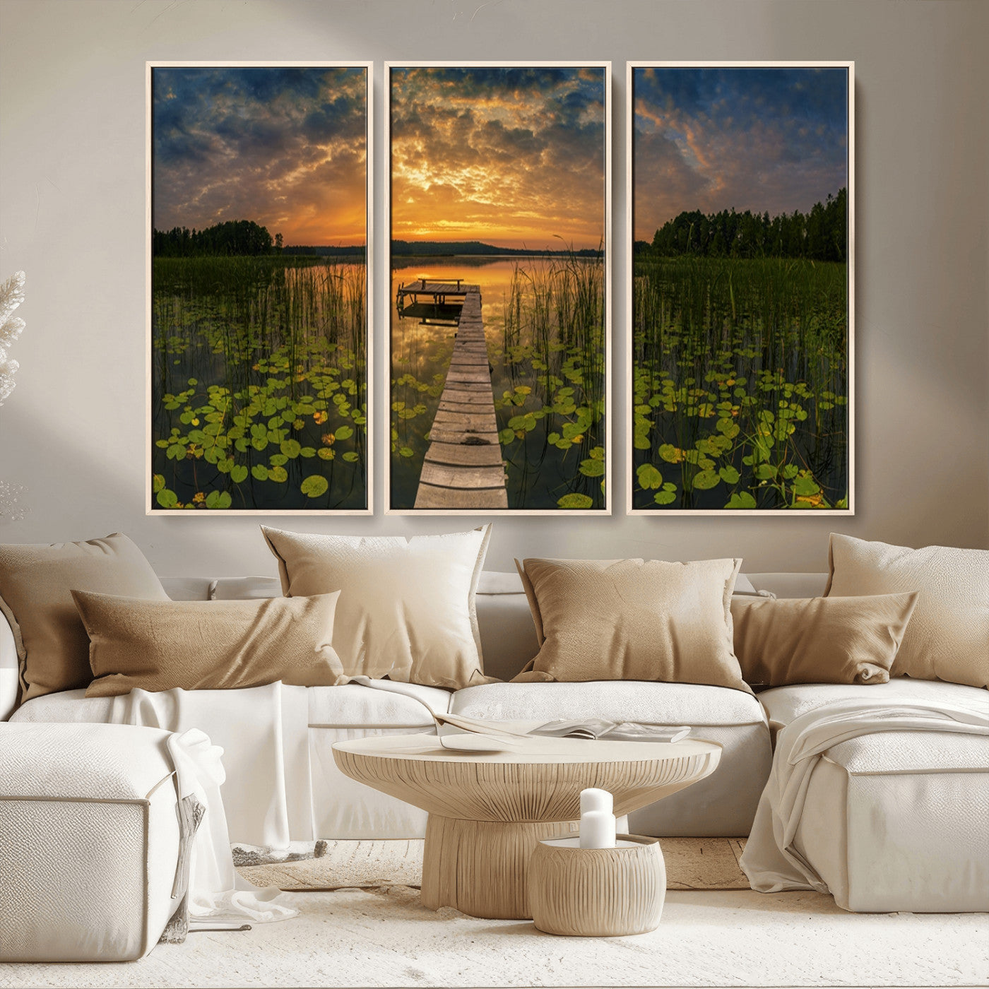 MGV-FC-48X32-3P - Lake and Flower Wall Art Canvas Print