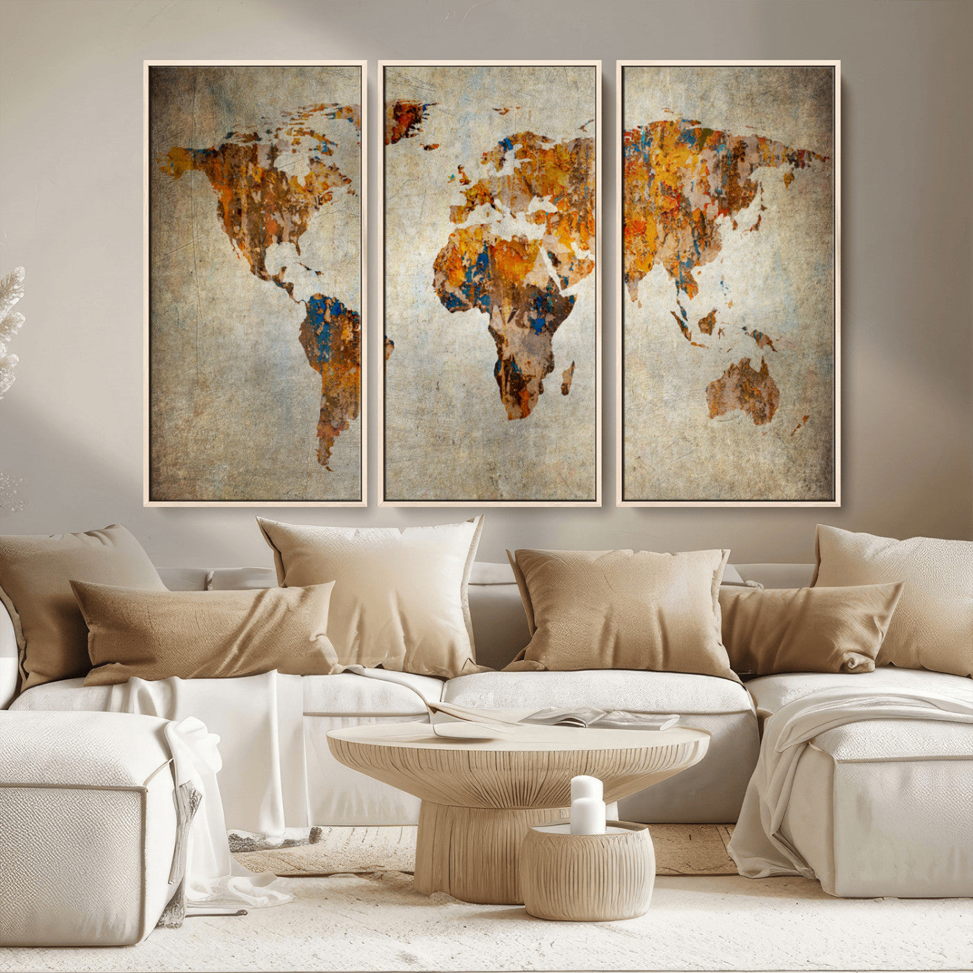 MGV-FC-48X32-3P - Push Pin World Map Canvas Print – Framed Wall Art for Couples to Track Their Travels – Anniversary