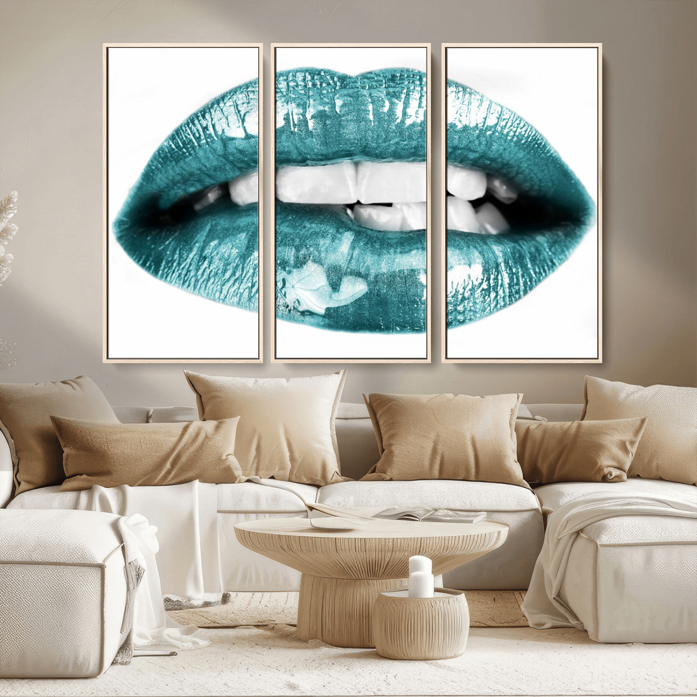 MGV-FC-48X32-3P - Blue Lips Wall Art Canvas Print