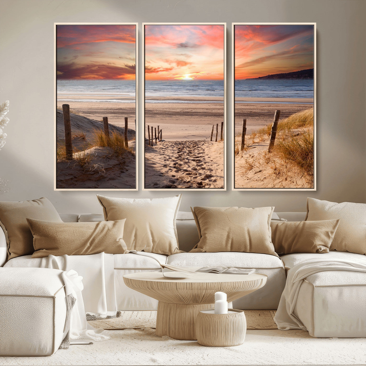 MGV-FC-48X32-3P - Sunset on the Sea Wall Art Canvas Print
