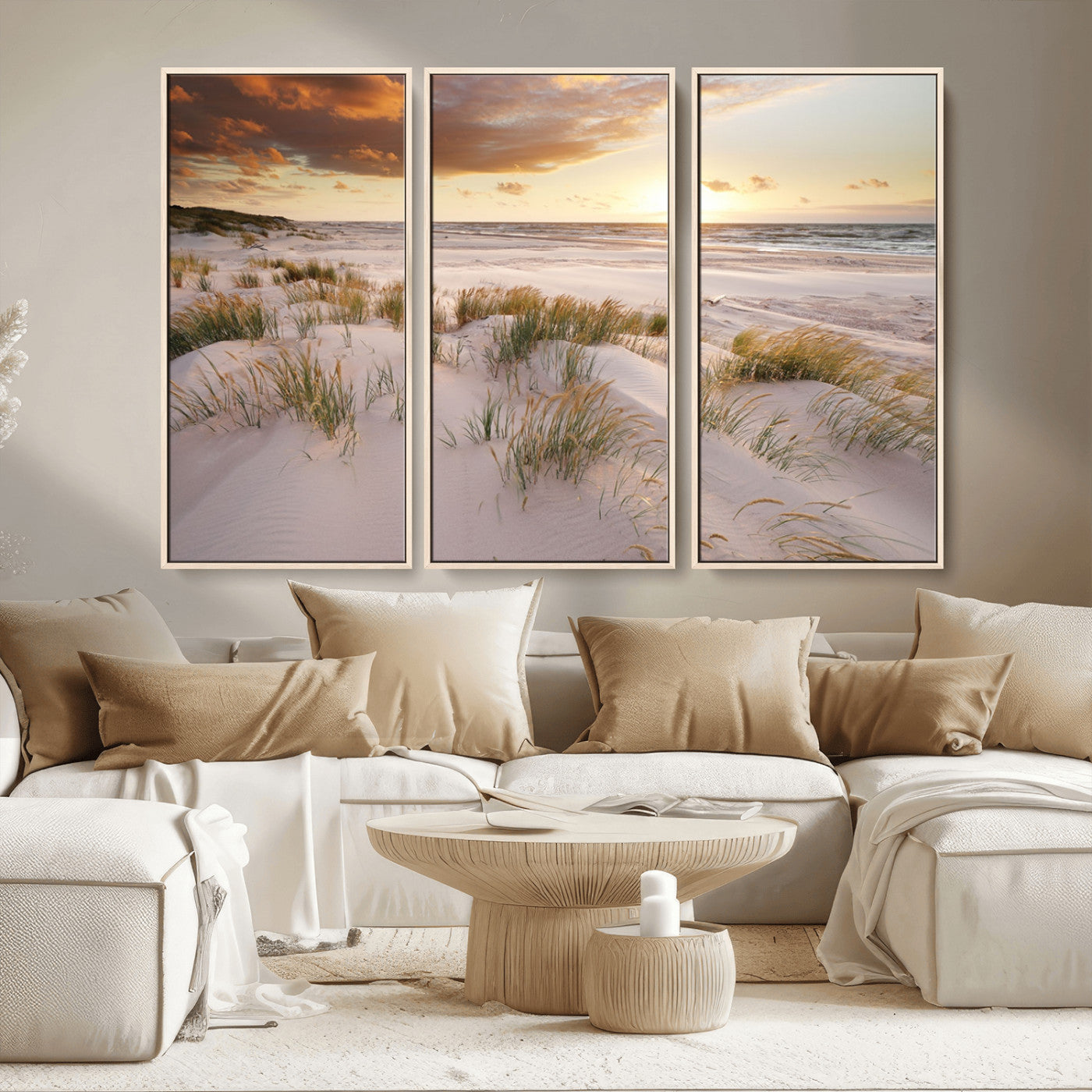 MGV-FC-48X32-3P - Flight Over Coastal Beach Landscape, Flight Over Coastal Beach Print Canvas Wall Art