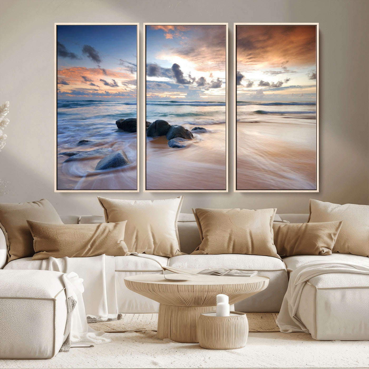 MGV-FC-48X32-3P - Serene Weather On The Beach Wall Art Canvas Print