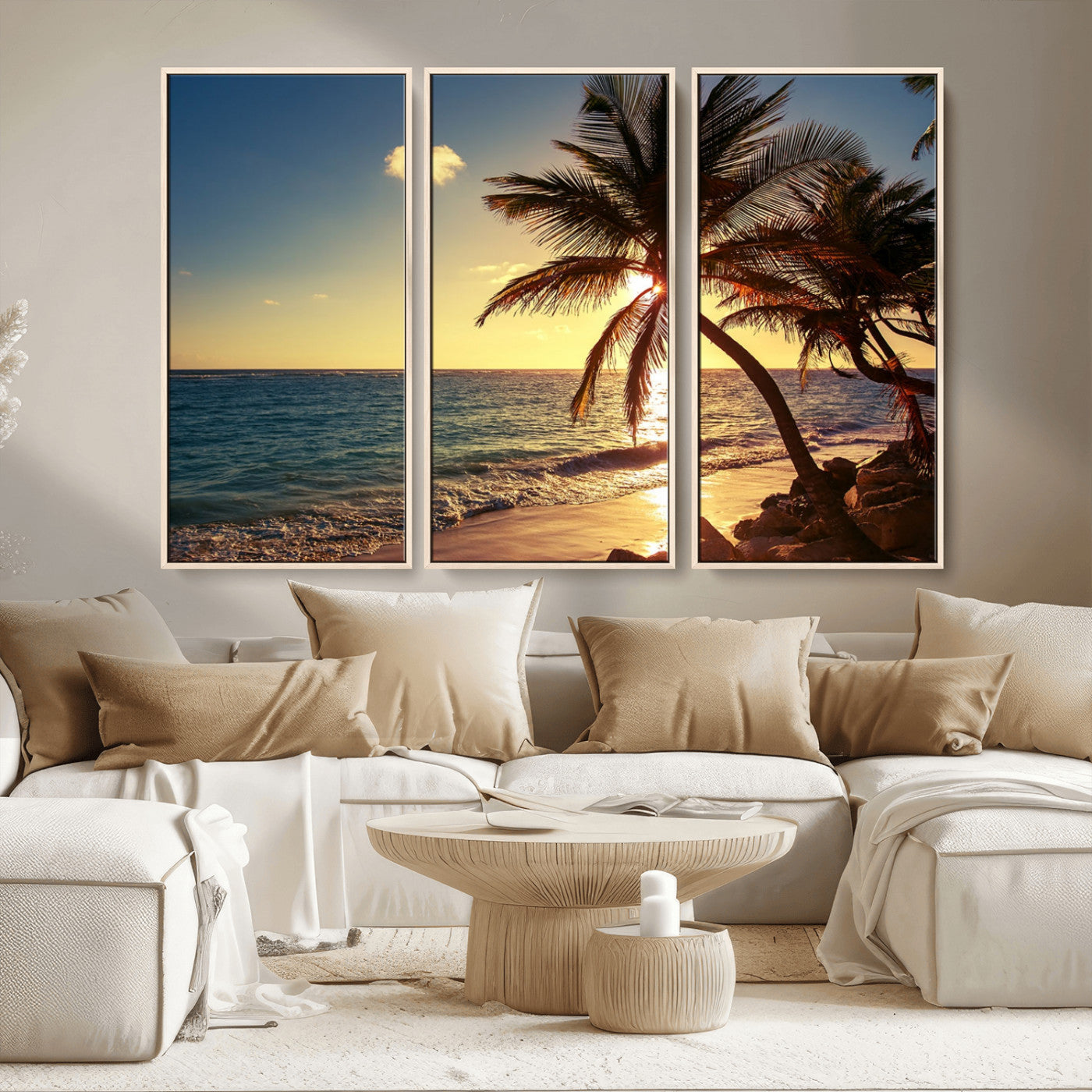 MGV-FC-48X32-3P - Sunset Palm Trees Wall Art Canvas Print