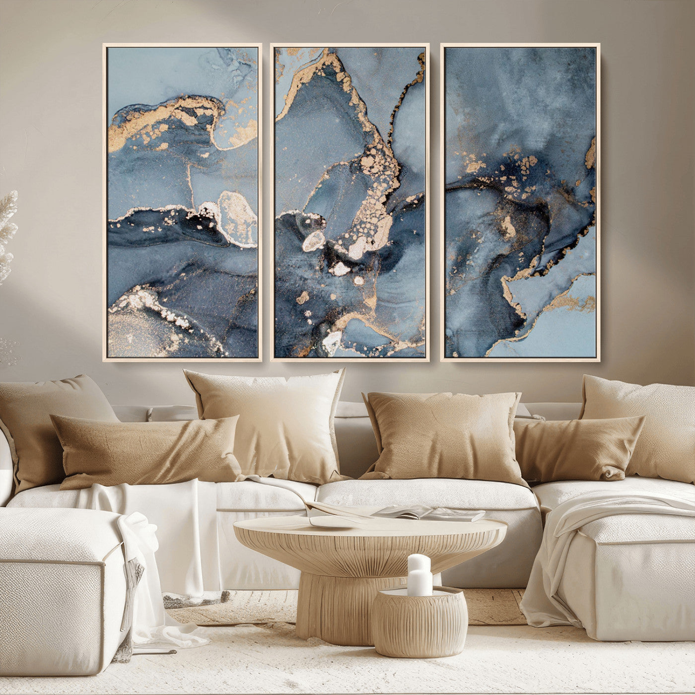 MGV-FC-48X32-3P - Multipanel Marble Fluid Effect Wall Art Abstract Canvas Wall Art Print