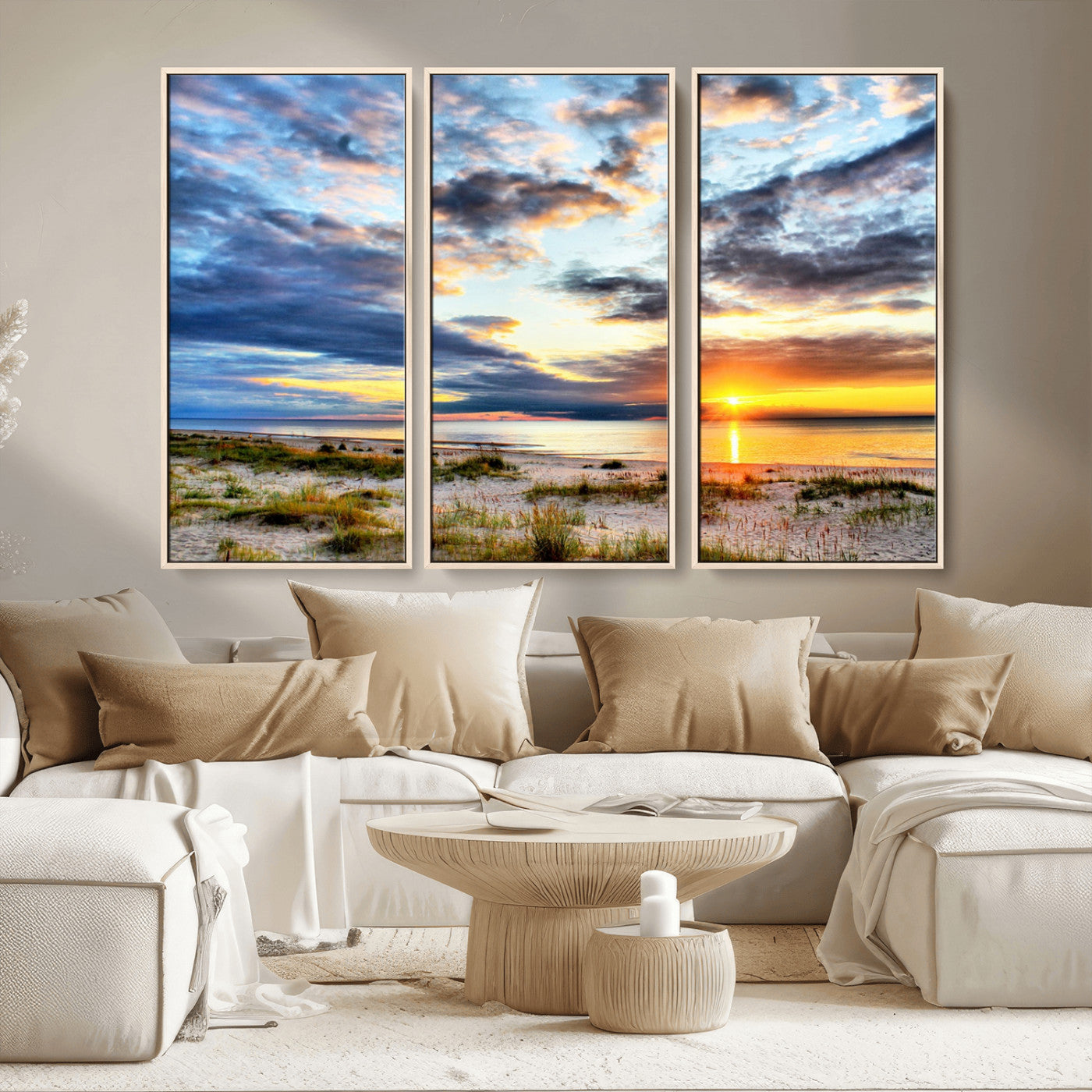 MGV-FC-48X32-3P - Sunset On The Ocean Wall Art Canvas Print