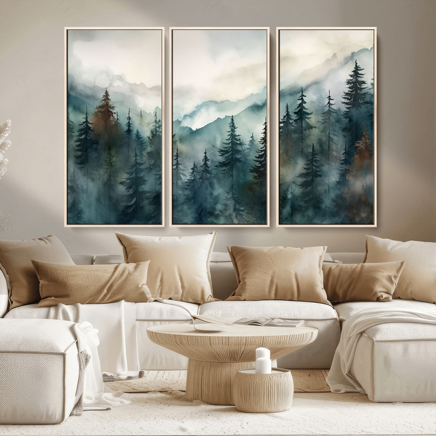 48468-MGV-CV-36X24-Serenity Forest Wall Art Canvas | Foggy Mountain Landscape Canvas Print for Living Room or Office | Nature-Inspired Woodland Decor