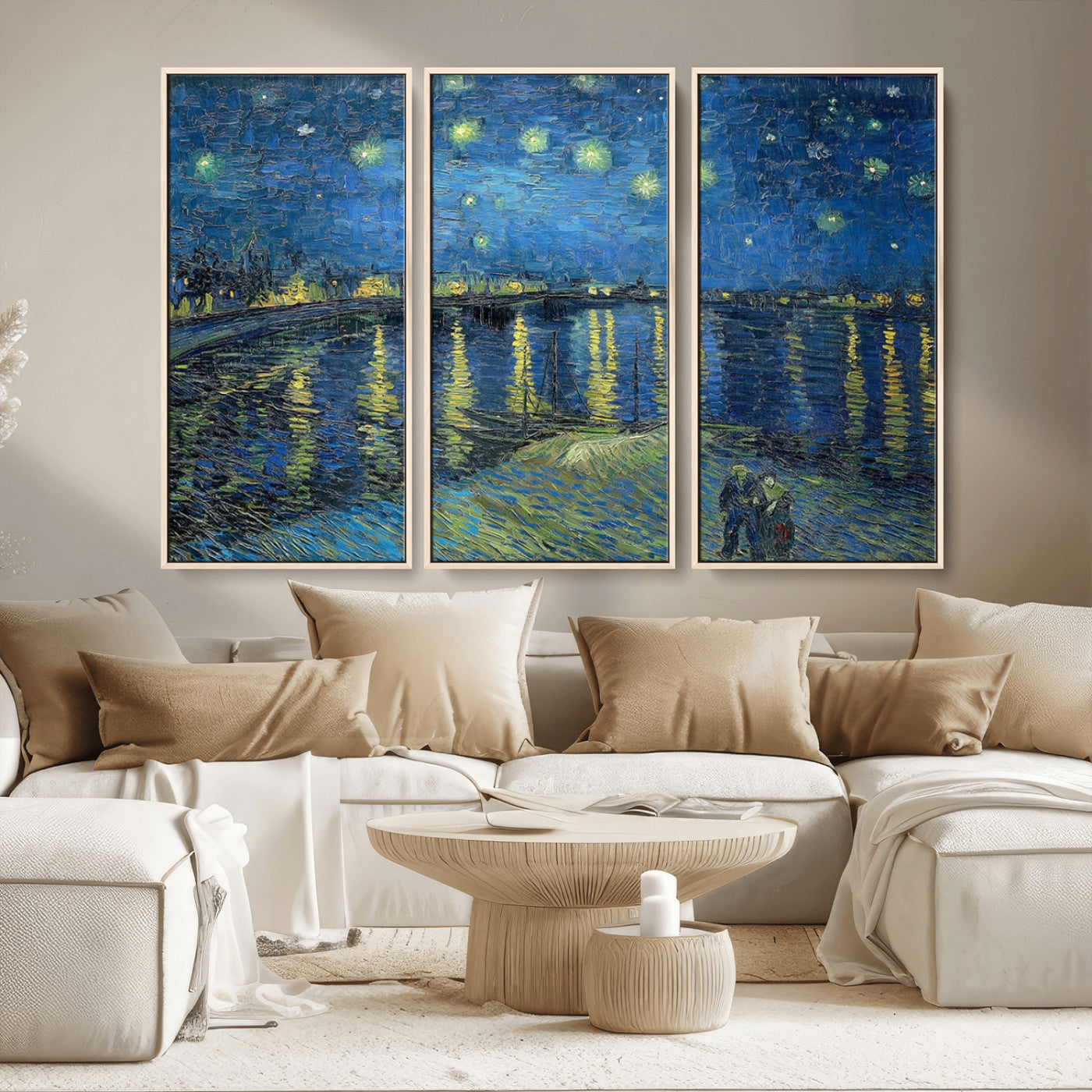 -Vincent van Gogh Starry Night over the Rhone Abstract Wall Art Canvas, Starry Night Canvas Print