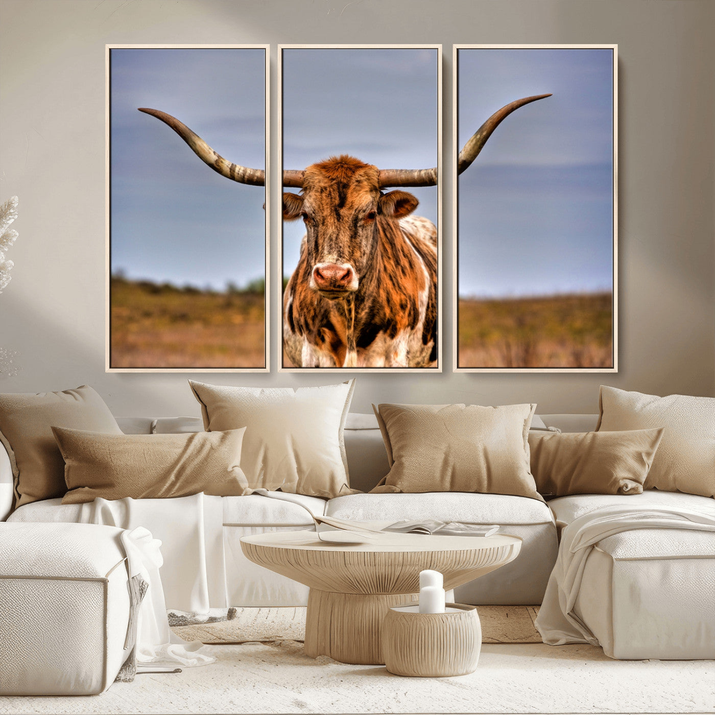 -Texas Longhorn Wall Art Print, Framed Longhorn Cow Wall Art