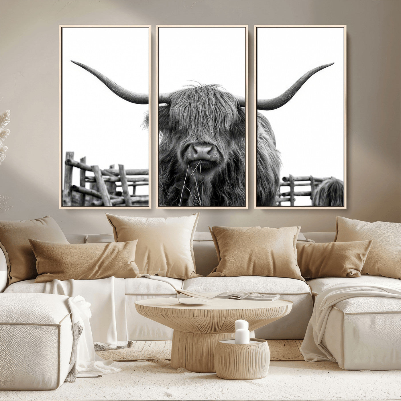 -Longhorn Canvas Print, Bighorn Cow Wall Art Canvas Print