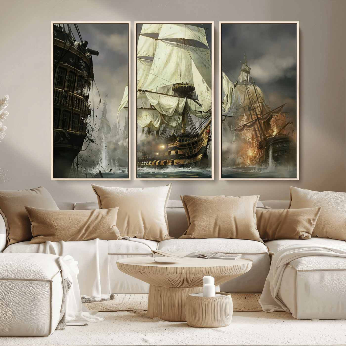 MGV-FC-48X32-3P - Pirate Ship War Wall Art Canvas Print