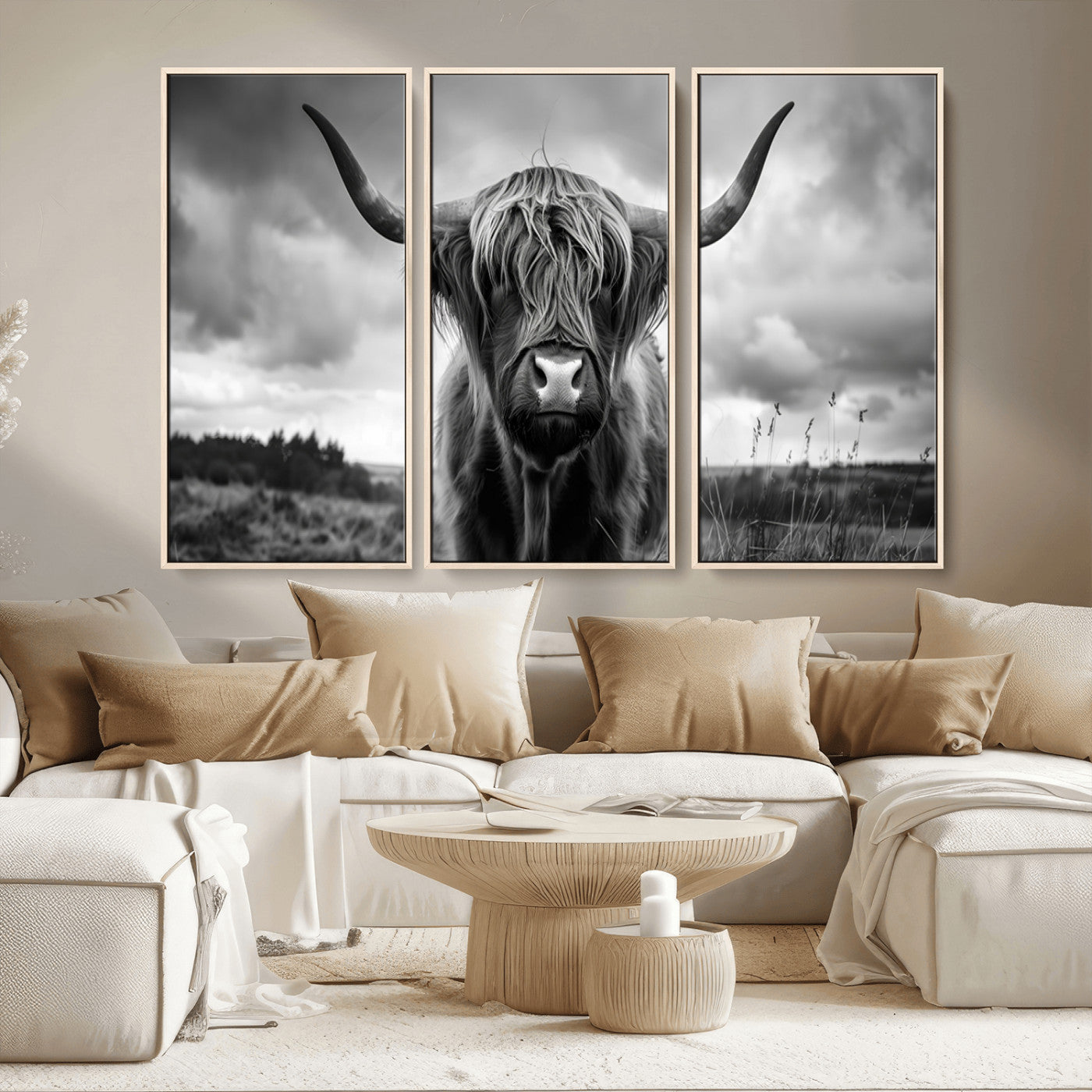 -Scottish Cow Wall Art Canvas Print | Longhorn Wall Art | Bighorn Animal Wall Art