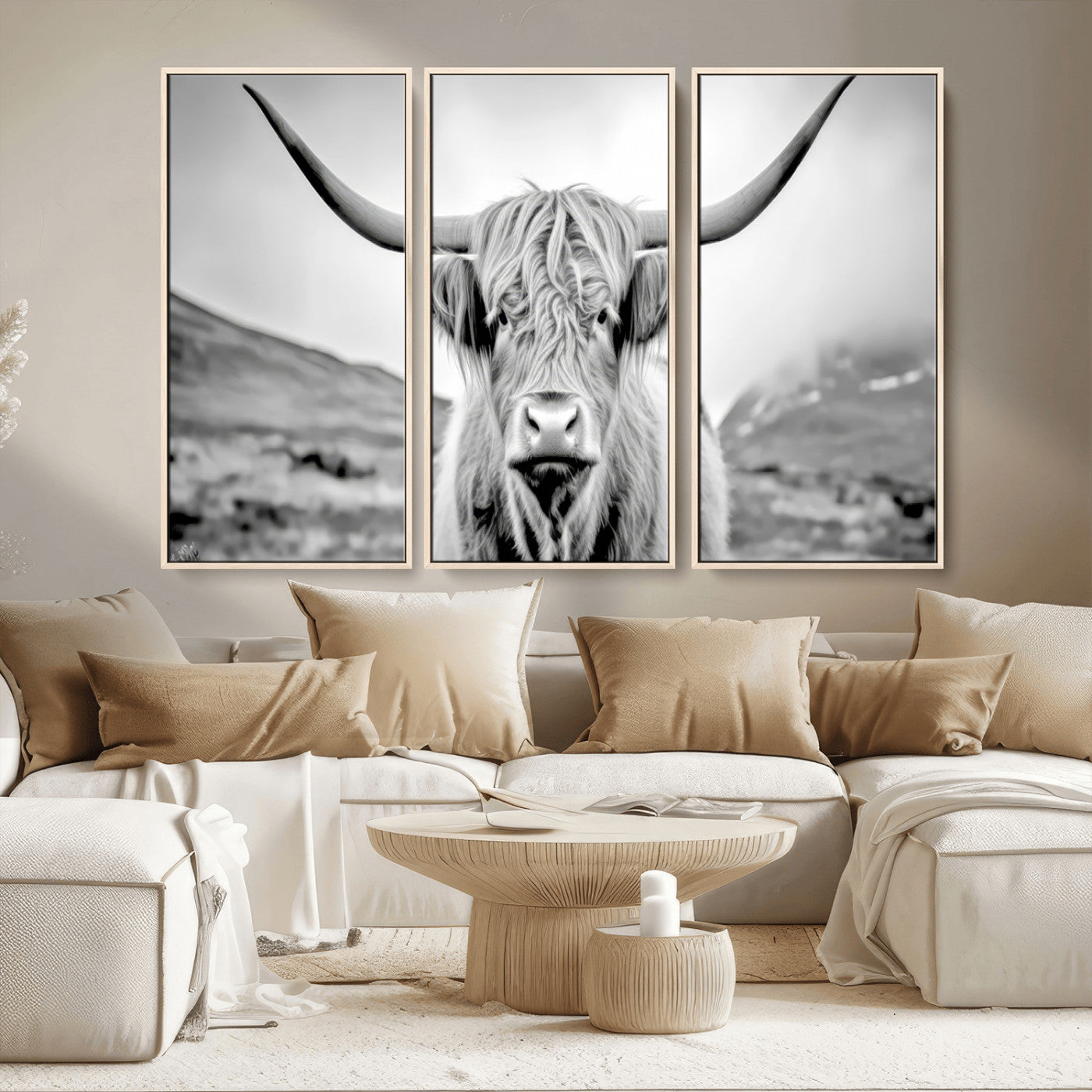 MGV-FC-48X32-3P - Scottish Cow Wall Art Canvas Print