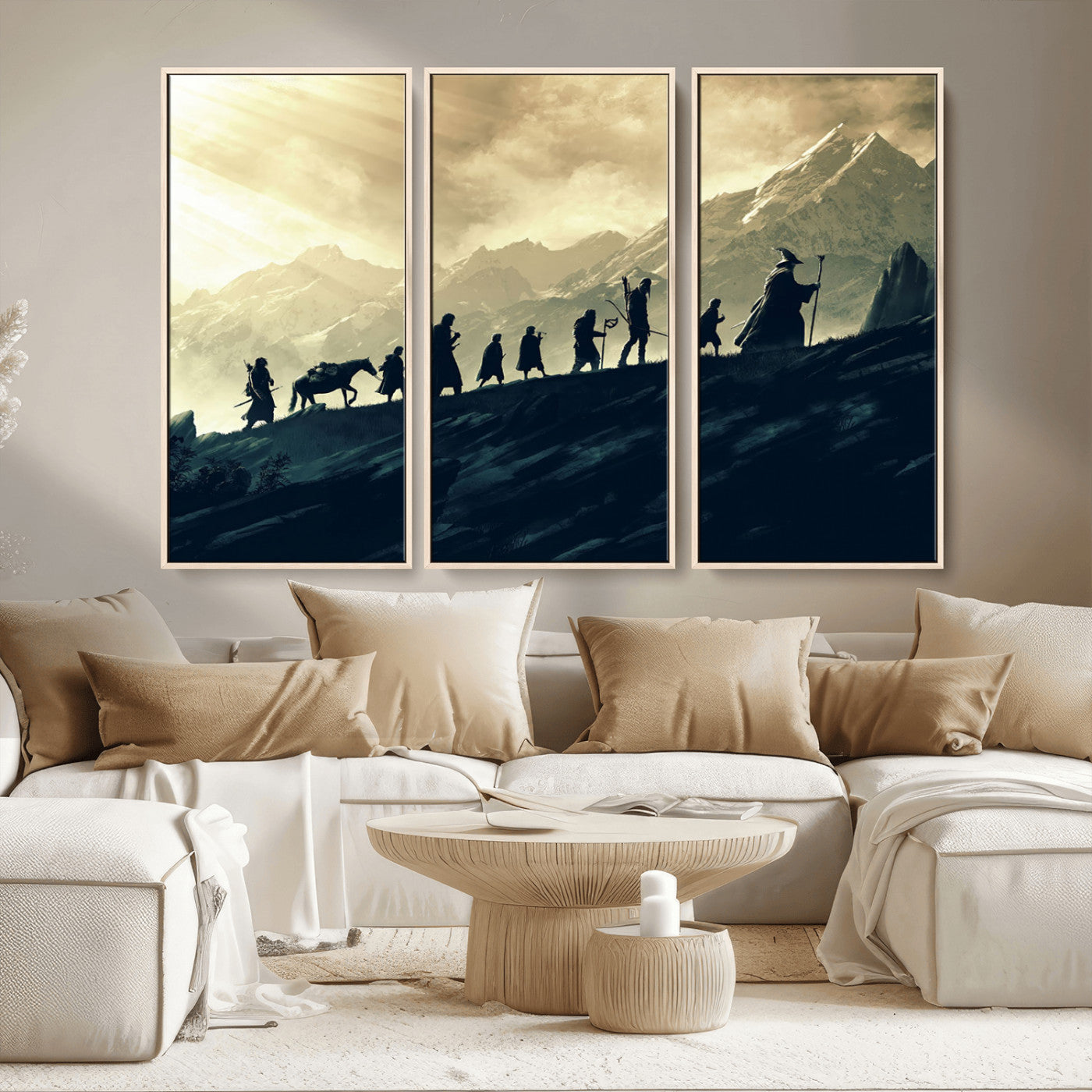 41574-MGV-CV-36X24-Lord of the Rings Silhouette Wall Art Capturing the Epic Quest Through Middle-Earth - The