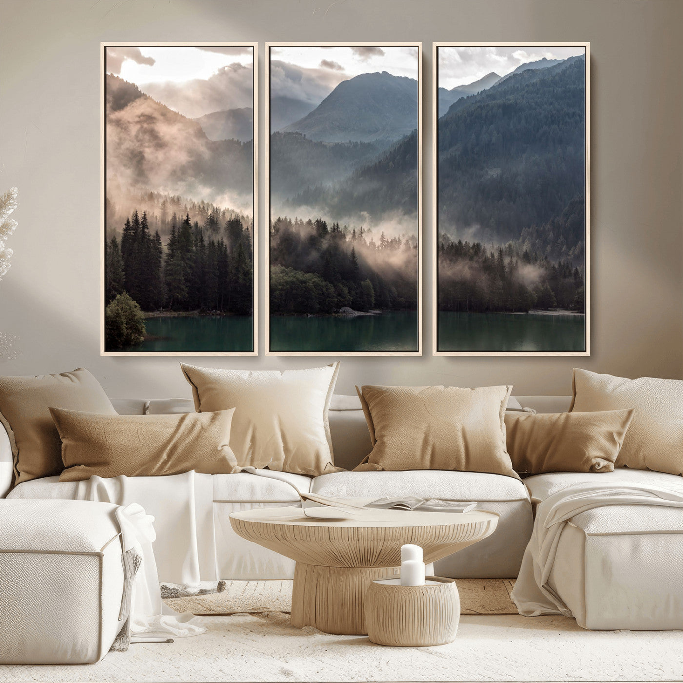 MGV-FC-48X32-3P - Foggy Mountain Canvas Print Forest Wall Art