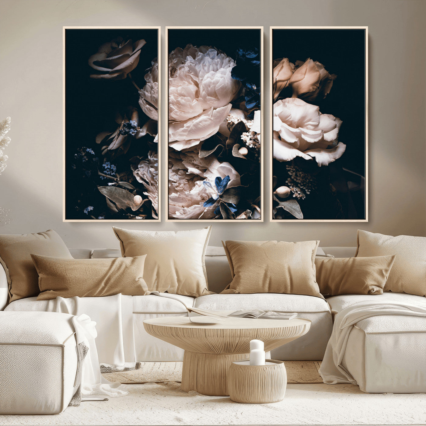 MGV-FC-48X32-3P - Pink Peonies Flowers Large Canvas Art Print