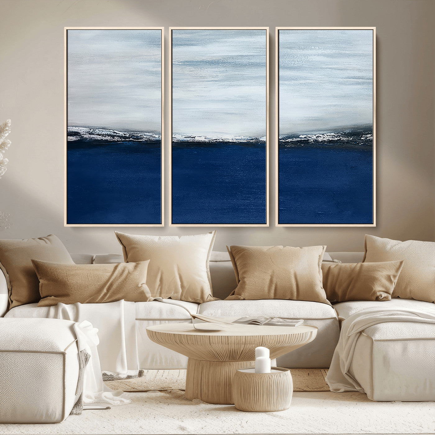 MGV-FC-48X32-3P - Navy Blue Abstract Wall Art Canvas Print