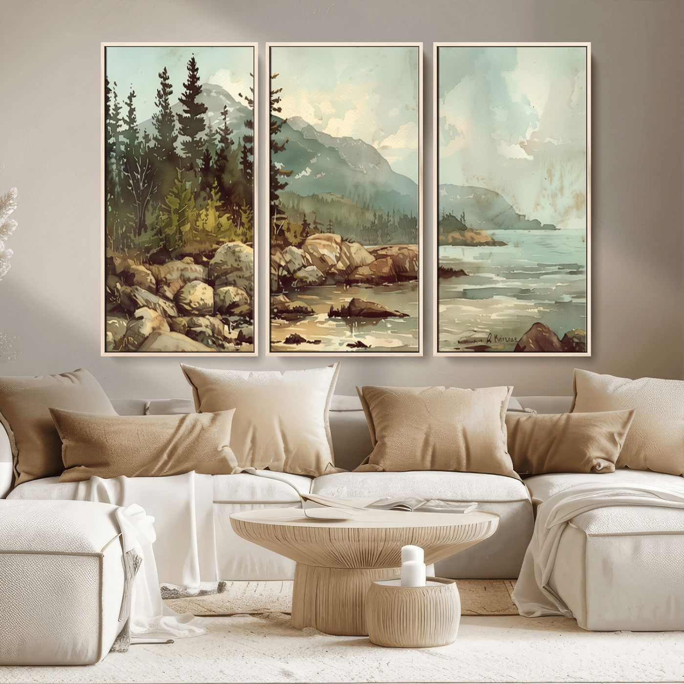 MGV-FC-48X32-3P - Abstract Acadia National Park Wall Art Canvas Print - Stunning 3-Panel Wall Art Canvas Print, Framed, Ready to Hang