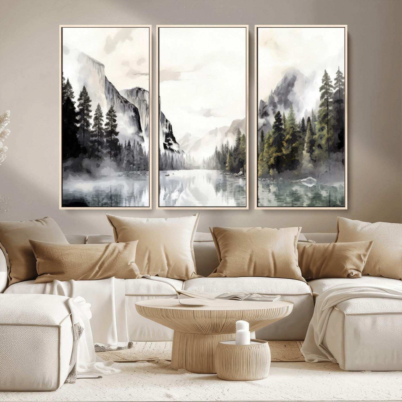 MGV-FC-48X32-3P - Yosemite Valley Wall Art Canvas Print – Framed and Ready to Hang – Majestic Nature Landscape Décor