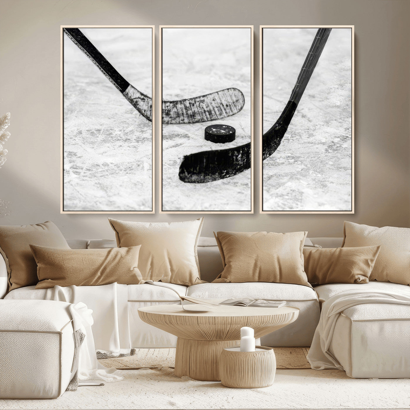MGV-FC-48X32-3P - Winter Ice Hockey Sport Canvas Wall Art Print - Hockey Wall Art Print
