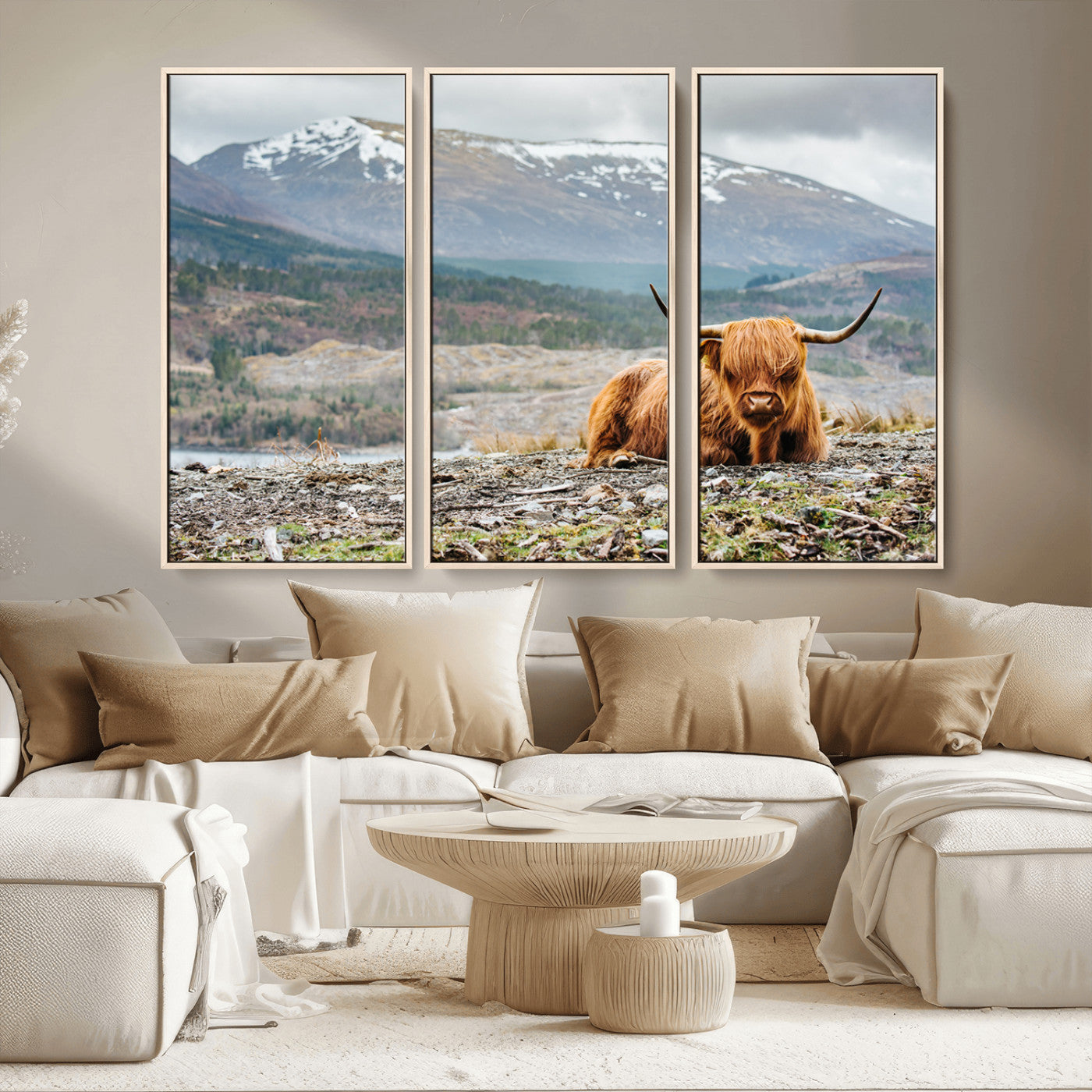 -Highland Cow Horn Farm Wall Art Canvas Print