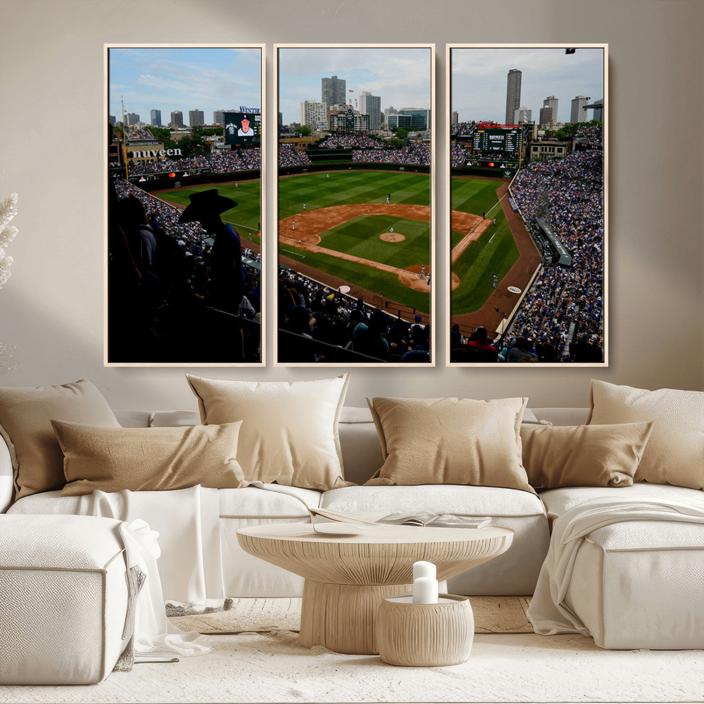 MGV-FC-48X32-3P - Chicago Cubs Baseball Team Print - Wrigley Field Stadium Wall Art Canvas Print