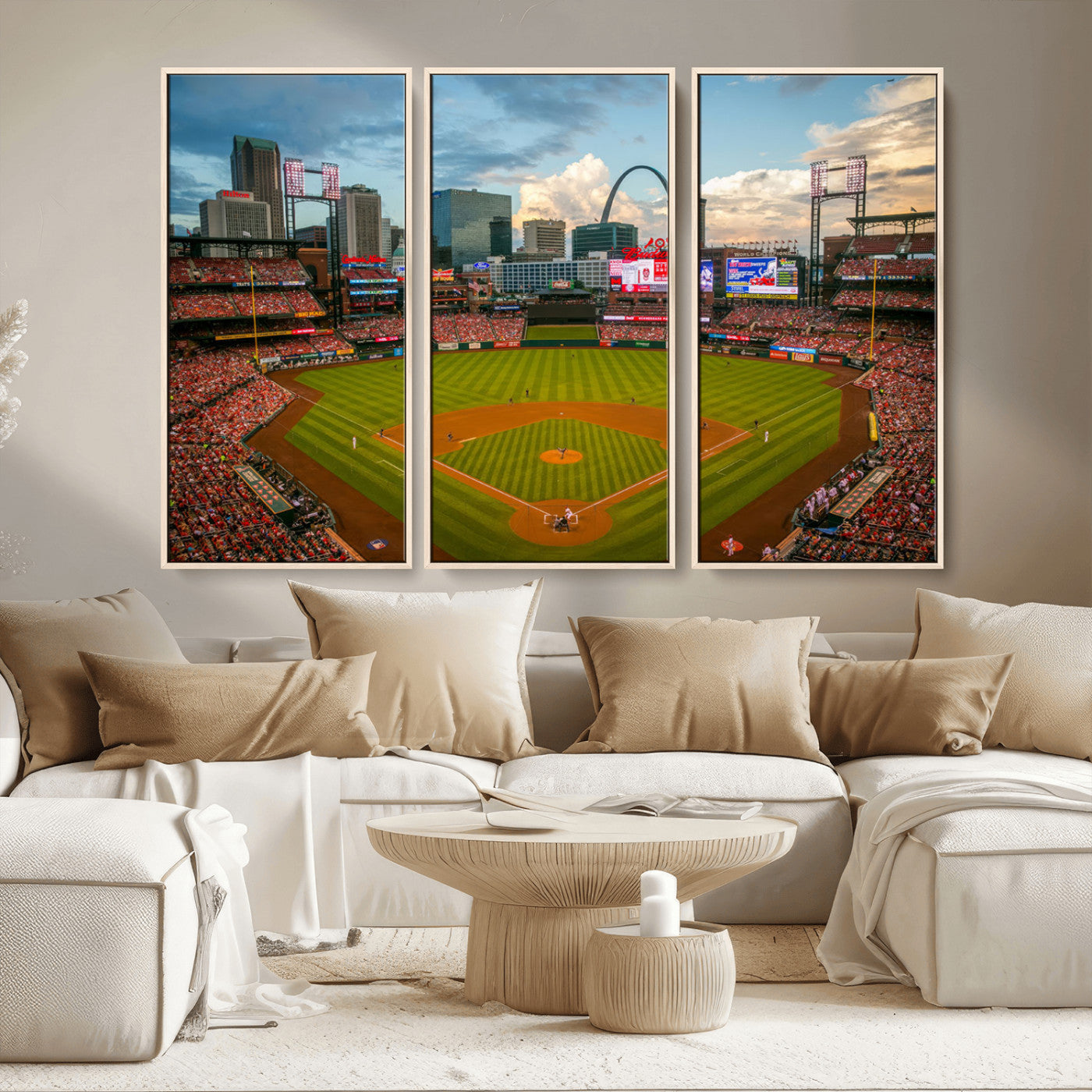 MGV-FC-48X32-3P - Busch Stadium Wall Art Print | St. Louis Cardinals Baseball Stadium Canvas Print | Framed Sports Decor for Living Room, Man Cave Decor