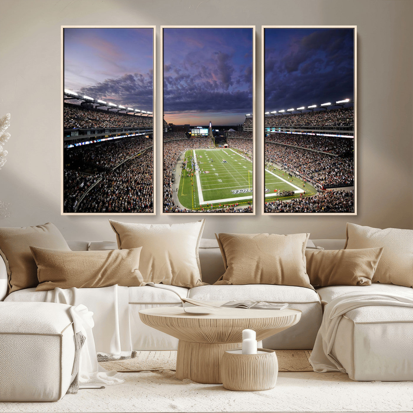 MGV-FC-48X32-3P - New England Patriots Football Team Print - Foxborough Gillette Stadium Wall Art Canvas Print