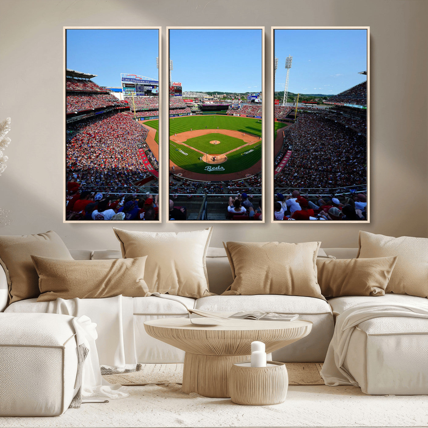 MGV-FC-48X32-3P - Cincinnati Reds Baseball Team Print - Great American Ball Park Stadium Wall Art Canvas Print