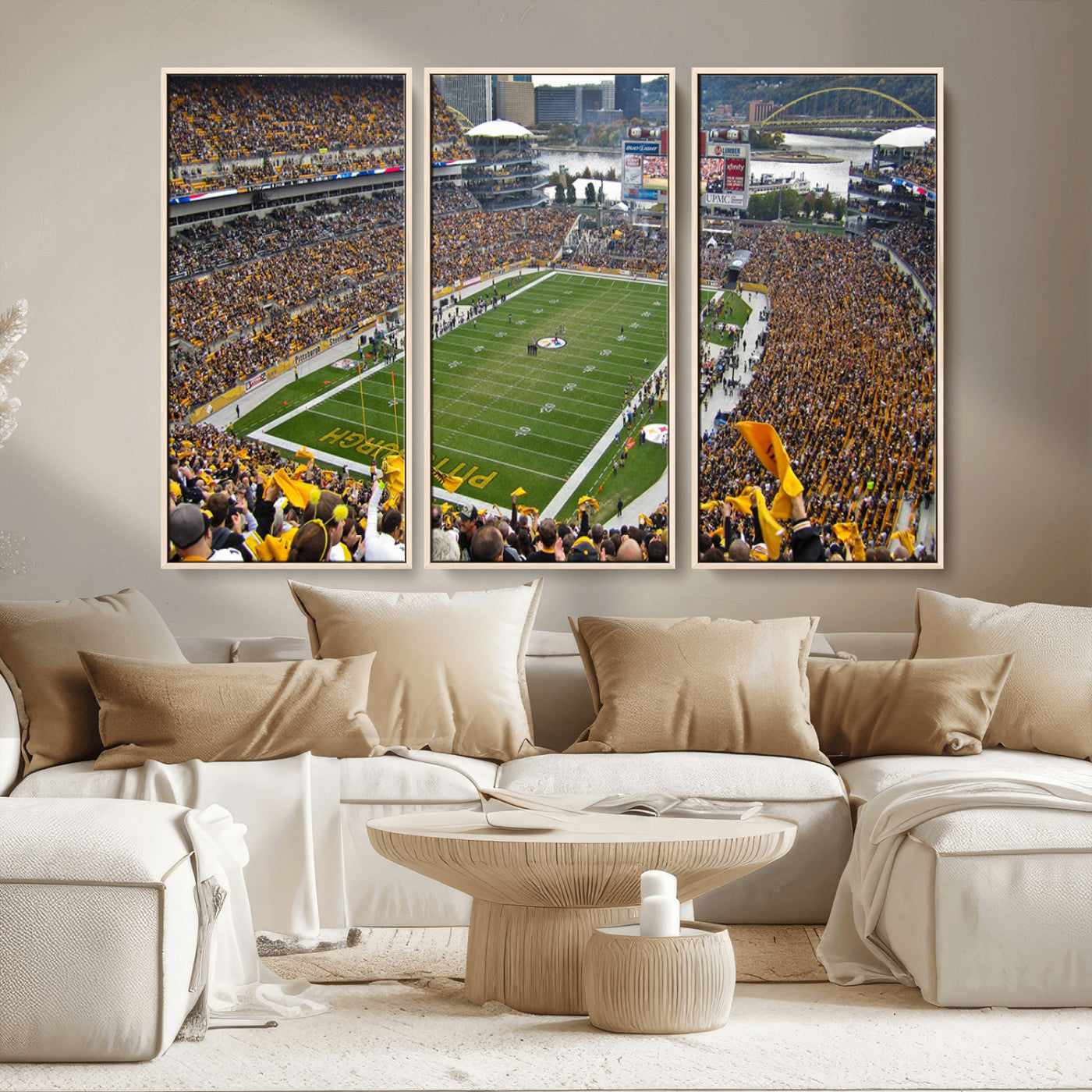 MGV-FC-48X32-3P - Pittsburgh Steelers Football Team Print - Pittsburgh Heinz Field Stadium Wall Art Canvas Print