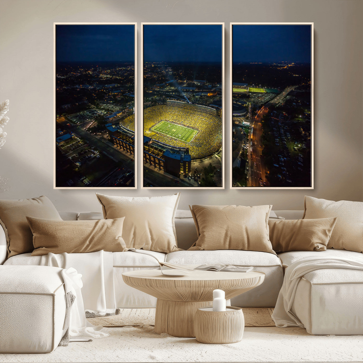 MGV-FC-48X32-3P - Michigan Wolverines Football Team Print - Michigan Stadium Wall Art Canvas Print