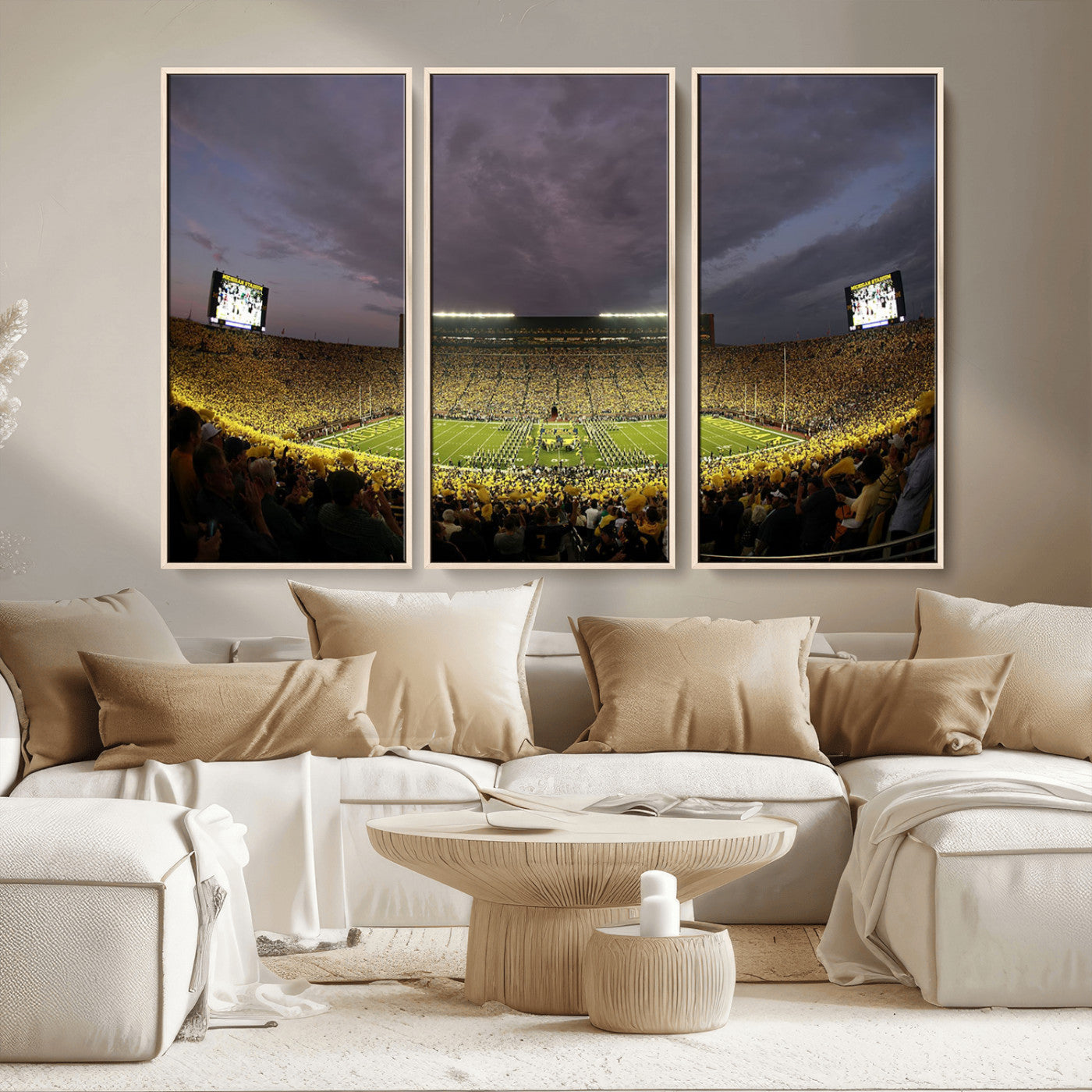 MGV-FC-48X32-3P - Michigan Wolverines Football Team Print - Michigan Stadium Wall Art Canvas Print