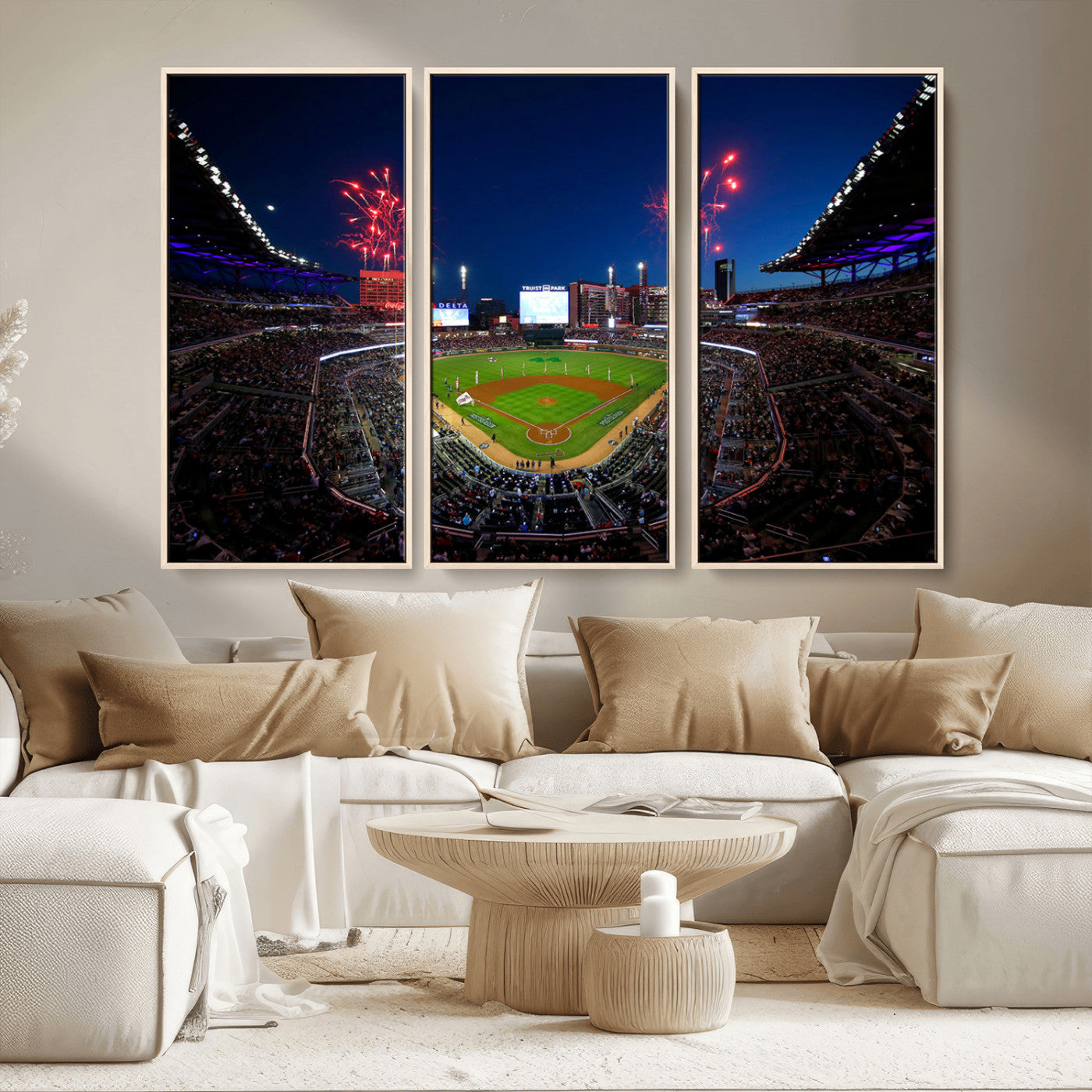 MGV-FC-48X32-3P - Truist Park Atlanta Braves Baseball Stadium Wall Art Print | Large 3-Panel Canvas Print for Sports