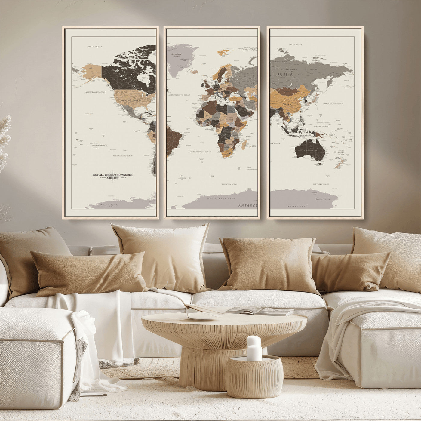 MGV-FC-48X32-3P - Push Pin World Map Canvas Print – Framed Wall Art for Couples to Track Their Travels – Anniversary