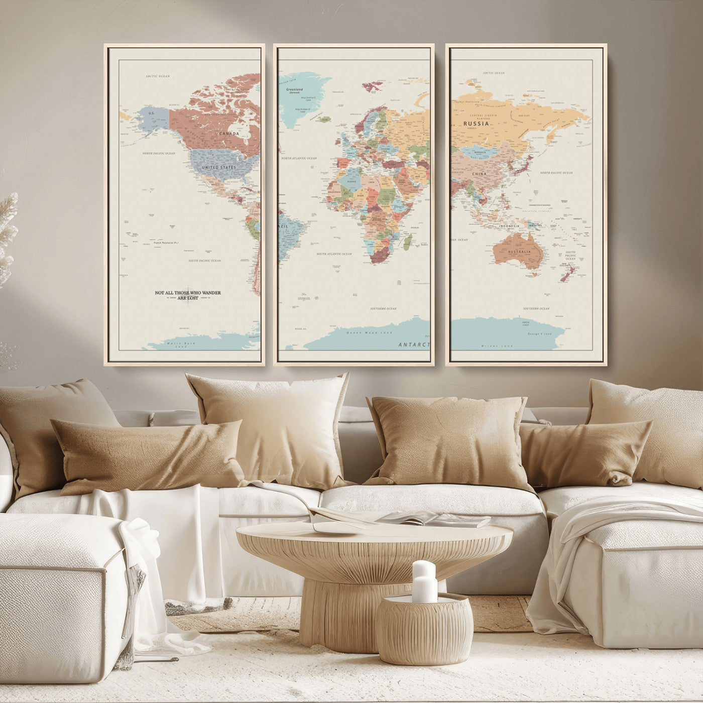 MGV-FC-48X32-3P - Push Pin World Map Canvas Print – Framed Wall Art for Couples to Track Their Travels – Anniversary