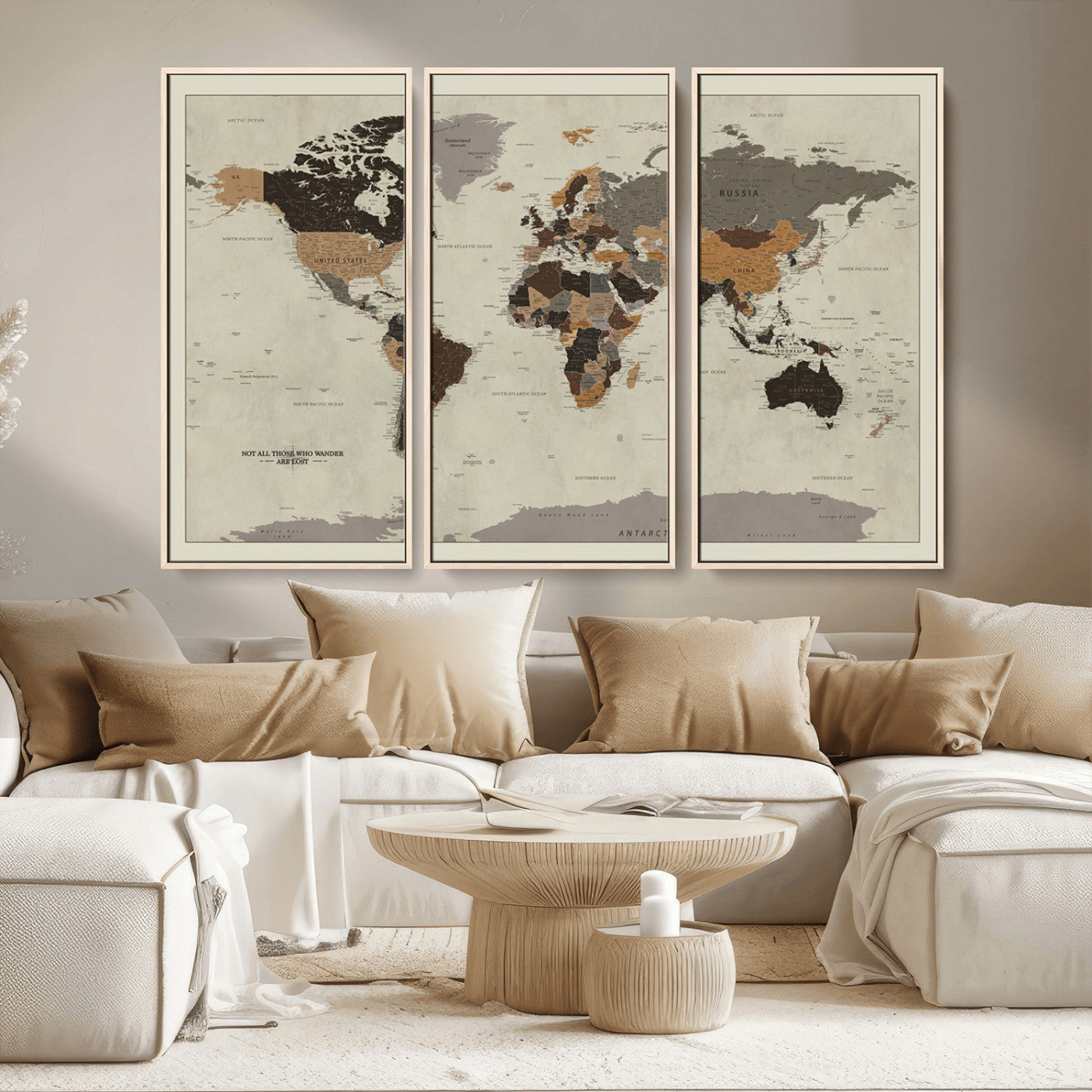 MGV-FC-48X32-3P - Push Pin World Map Canvas Print – Framed Wall Art for Couples to Track Their Travels – Anniversary