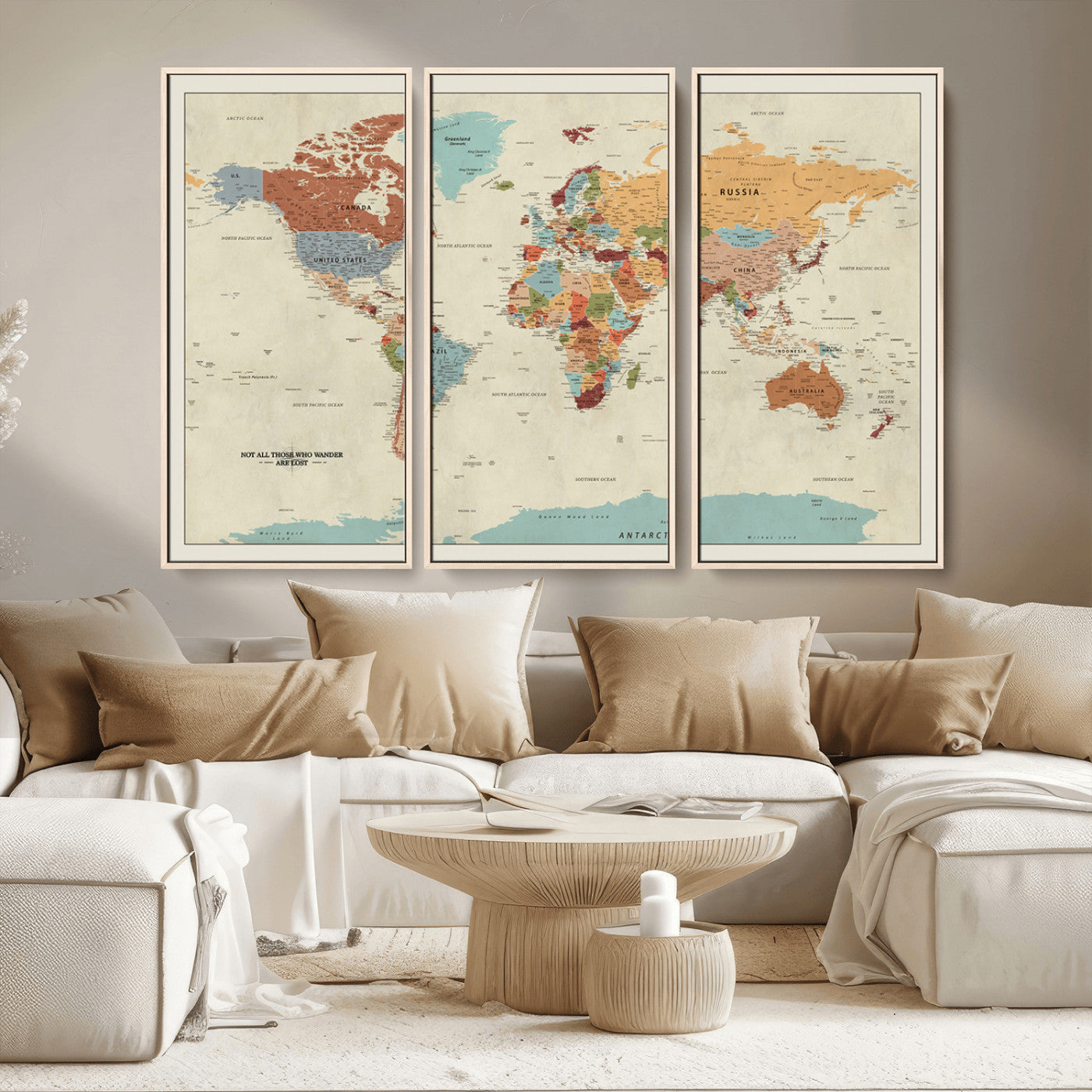 MGV-FC-48X32-3P - Push Pin World Map Canvas Print – Framed Wall Art for Couples to Track Their Travels – Anniversary