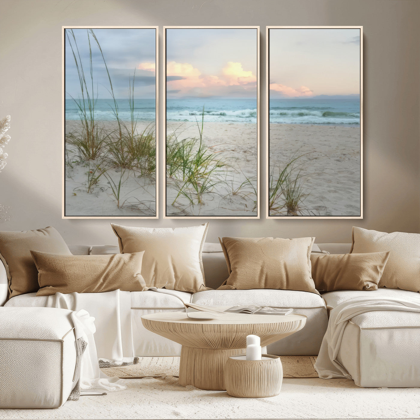 MGV-FC-48X32-3P - Flight Over Coastal Beach Landscape, Flight Over Coastal Beach Print Canvas Wall Art