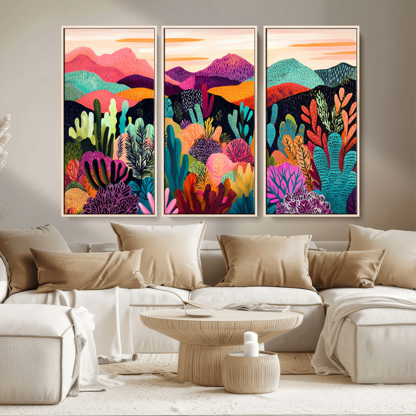 MGV-FC-48X32-3P - Abstract Kusama Print - Landscape Canvas Wall Art Print - Vibrant Modern Decor for Living Room,