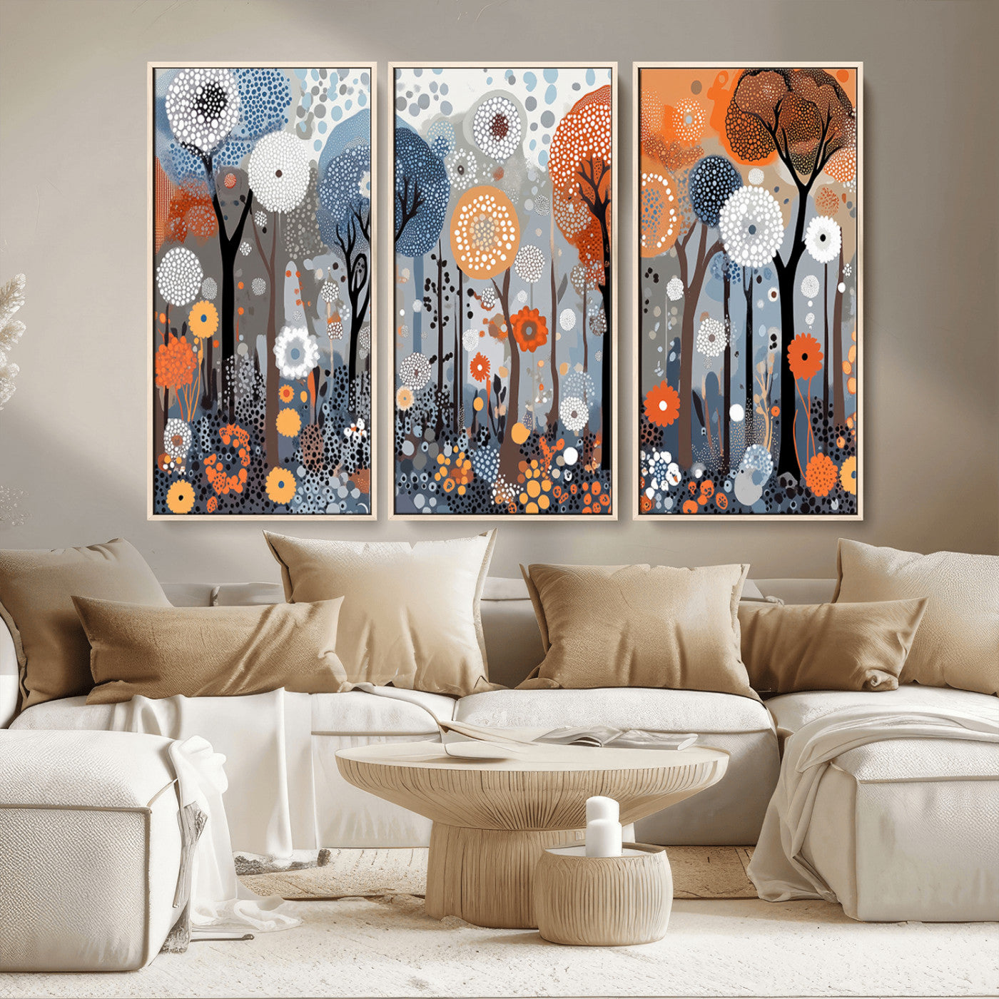 MGV-FC-48X32-3P - Abstract Winter Landscape Canvas Wall Art Print - Large Colorful Nature Wall Decor