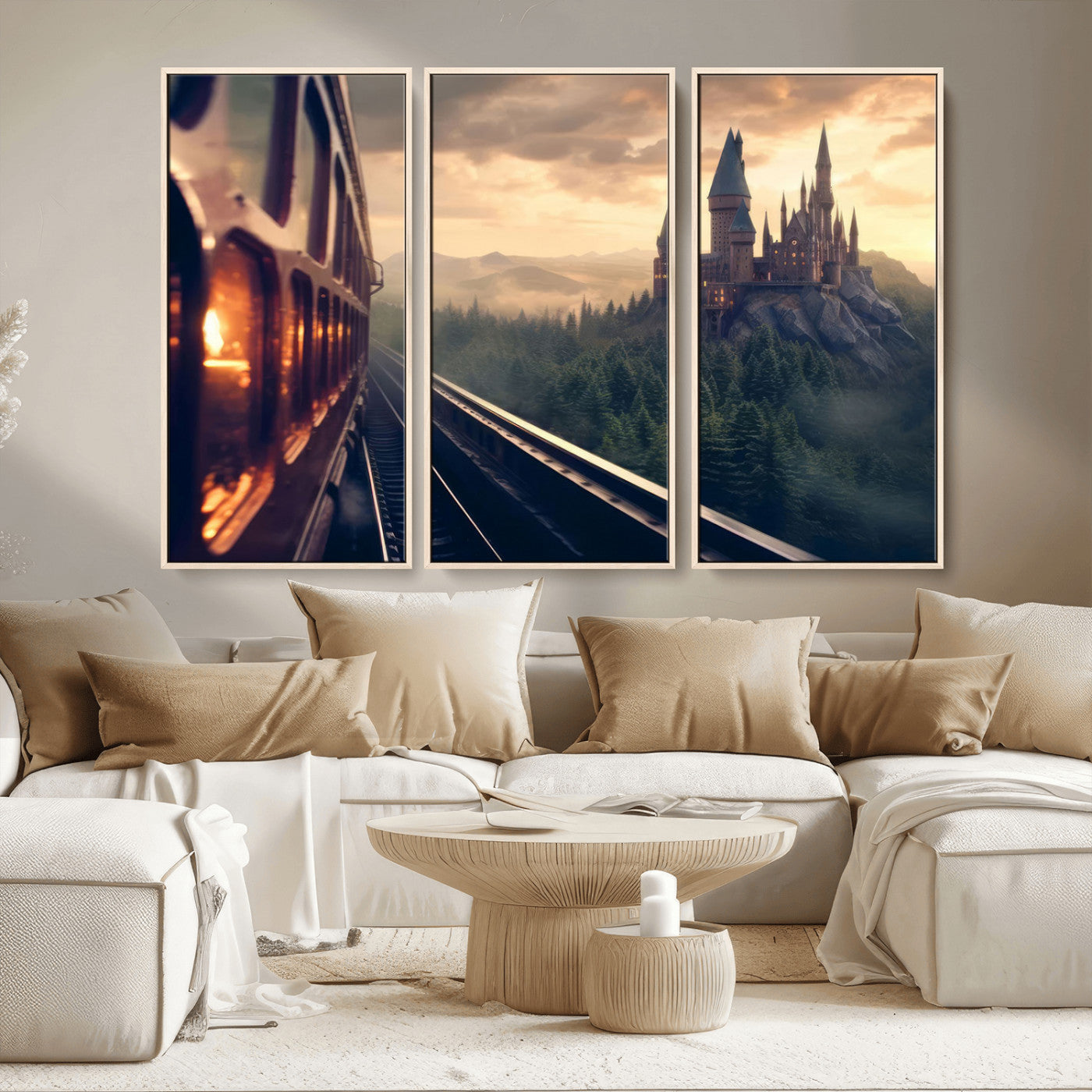 MGV-FC-48X32-3P - Harry Castle Wall Art Canvas Print, Wizard School Wall Art Print, Movie Wall Art Print