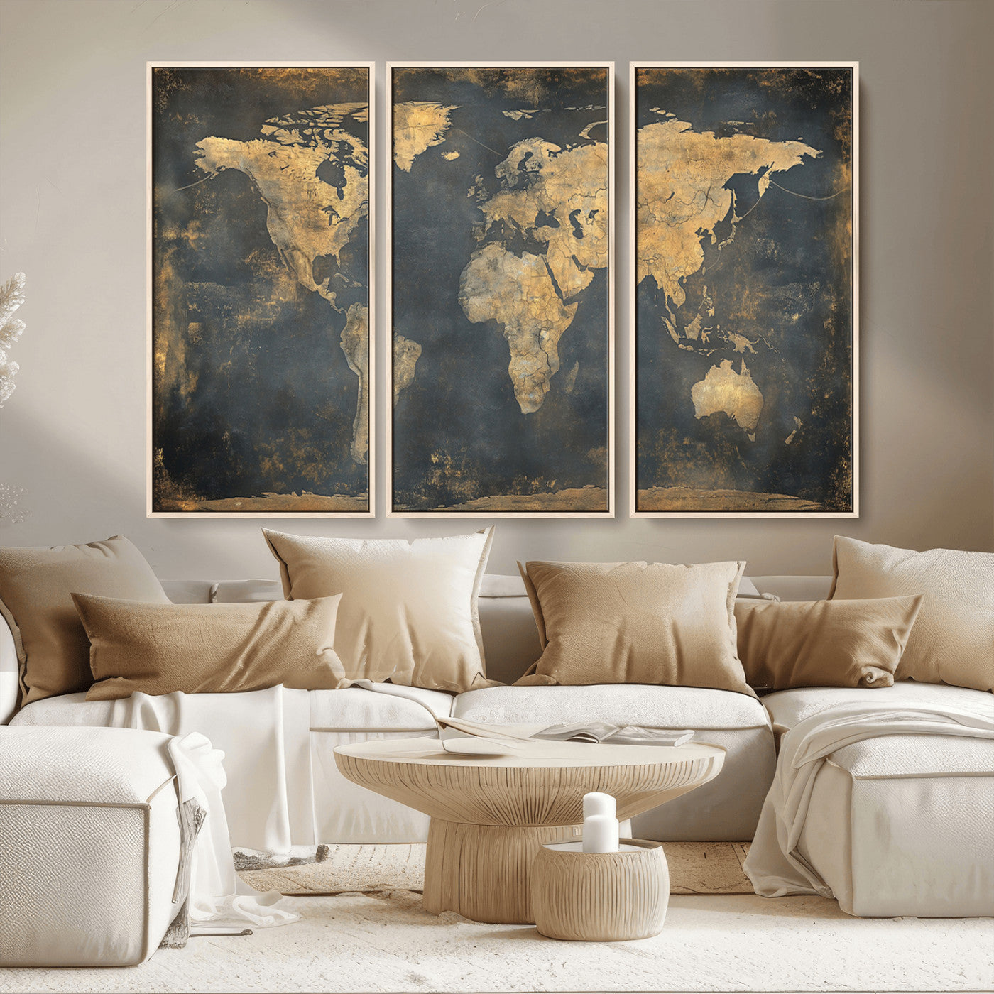 MGV-FC-48X32-3P - Push Pin World Map Canvas Print – Framed Wall Art for Couples to Track Their Travels – Anniversary