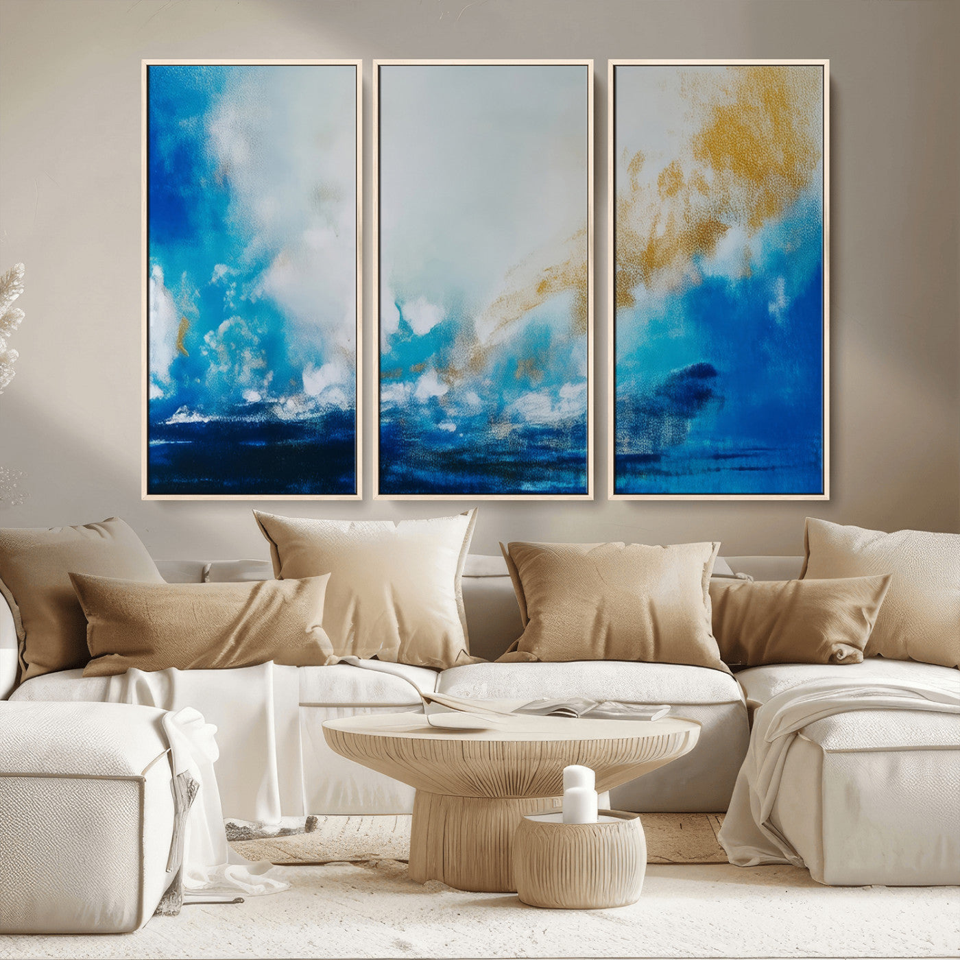 MGV-FC-48X32-3P - Blue Abstract Print - Dynamic Ocean-Inspired Canvas Wall Art