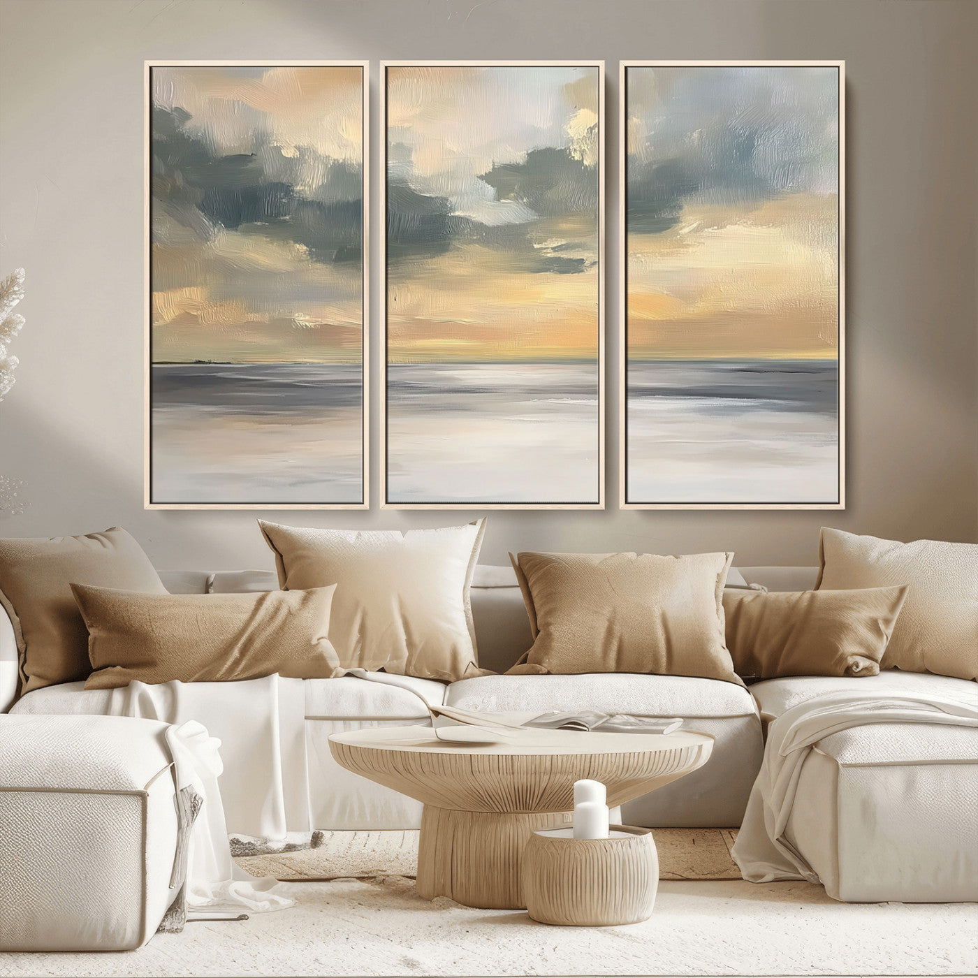MGV-FC-48X32-3P - Modern Coastal Artwork with Vibrant Abstract Ocean Waves Wall Art Canvas Print for Contemporary
